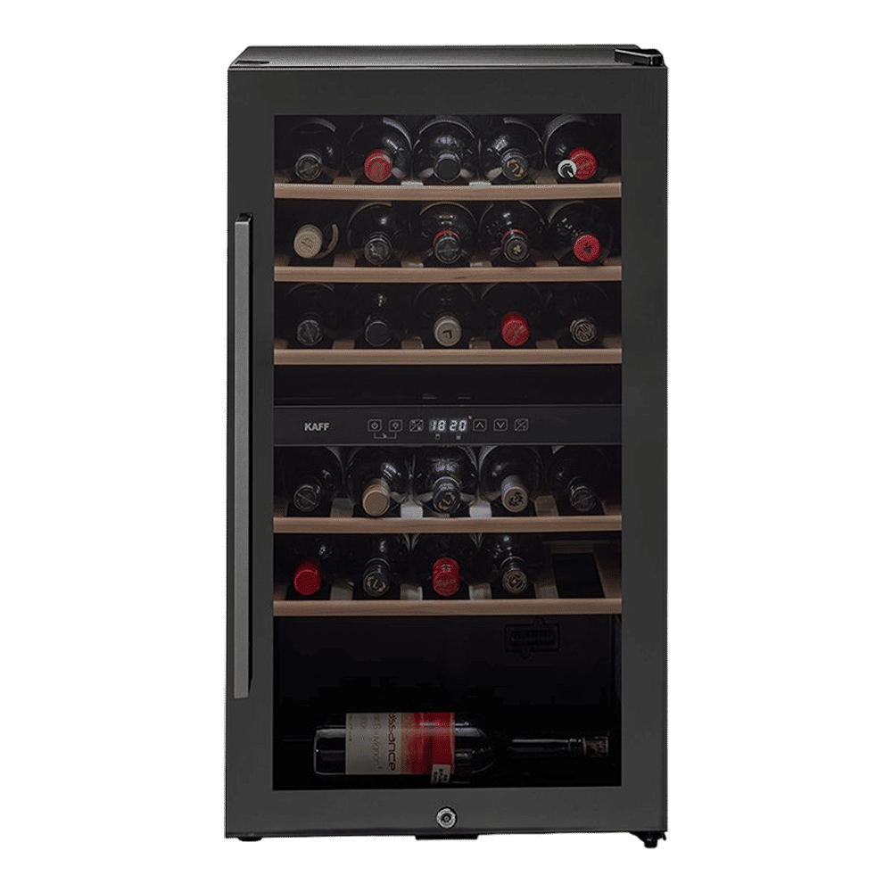 KAFF 76 Litres 29 Bottles Wine Cooler (Inner Glass with UV Protection, WC 76 DZ, Black)_1