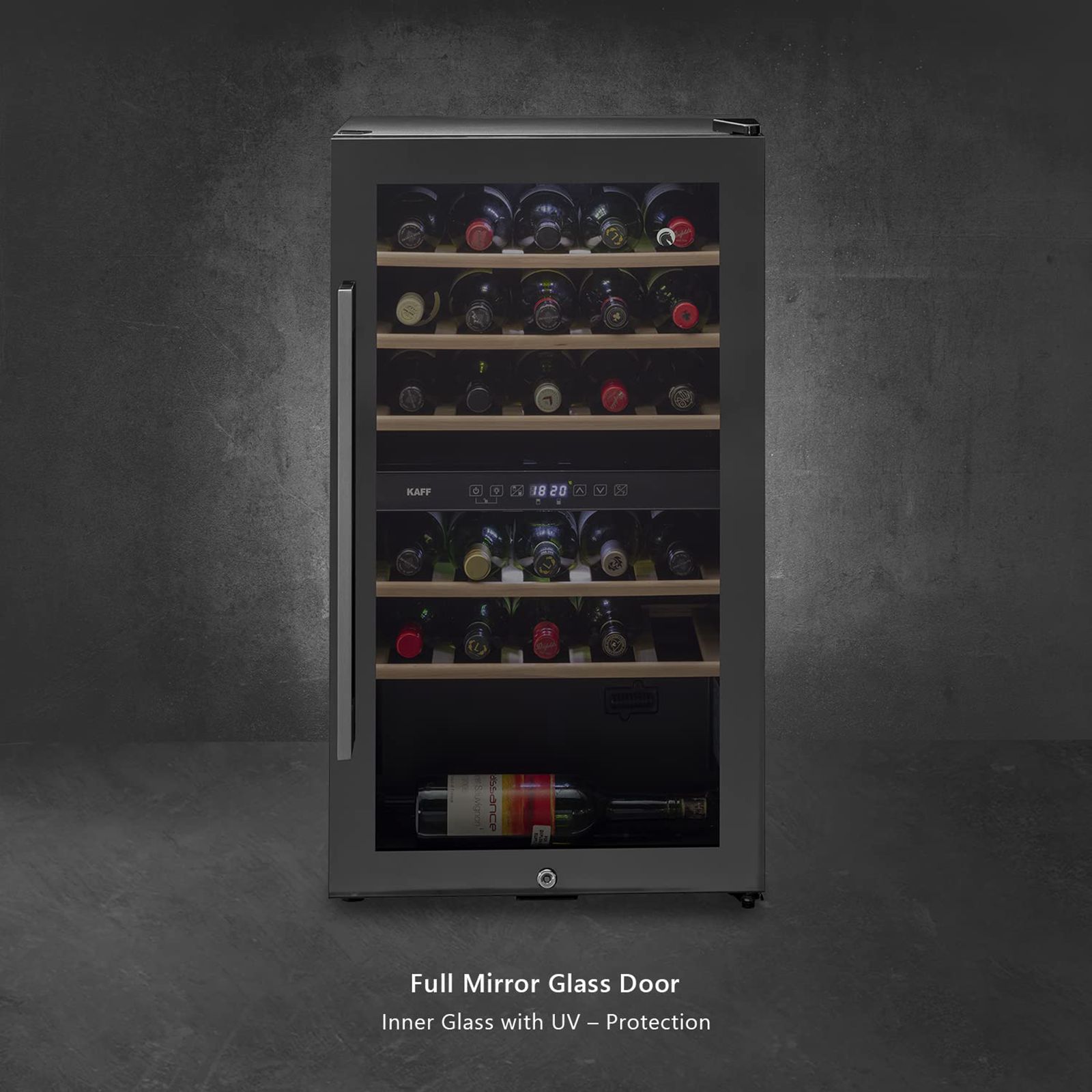 KAFF 76 Litres 29 Bottles Wine Cooler (Inner Glass with UV Protection, WC 76 DZ, Black)_7
