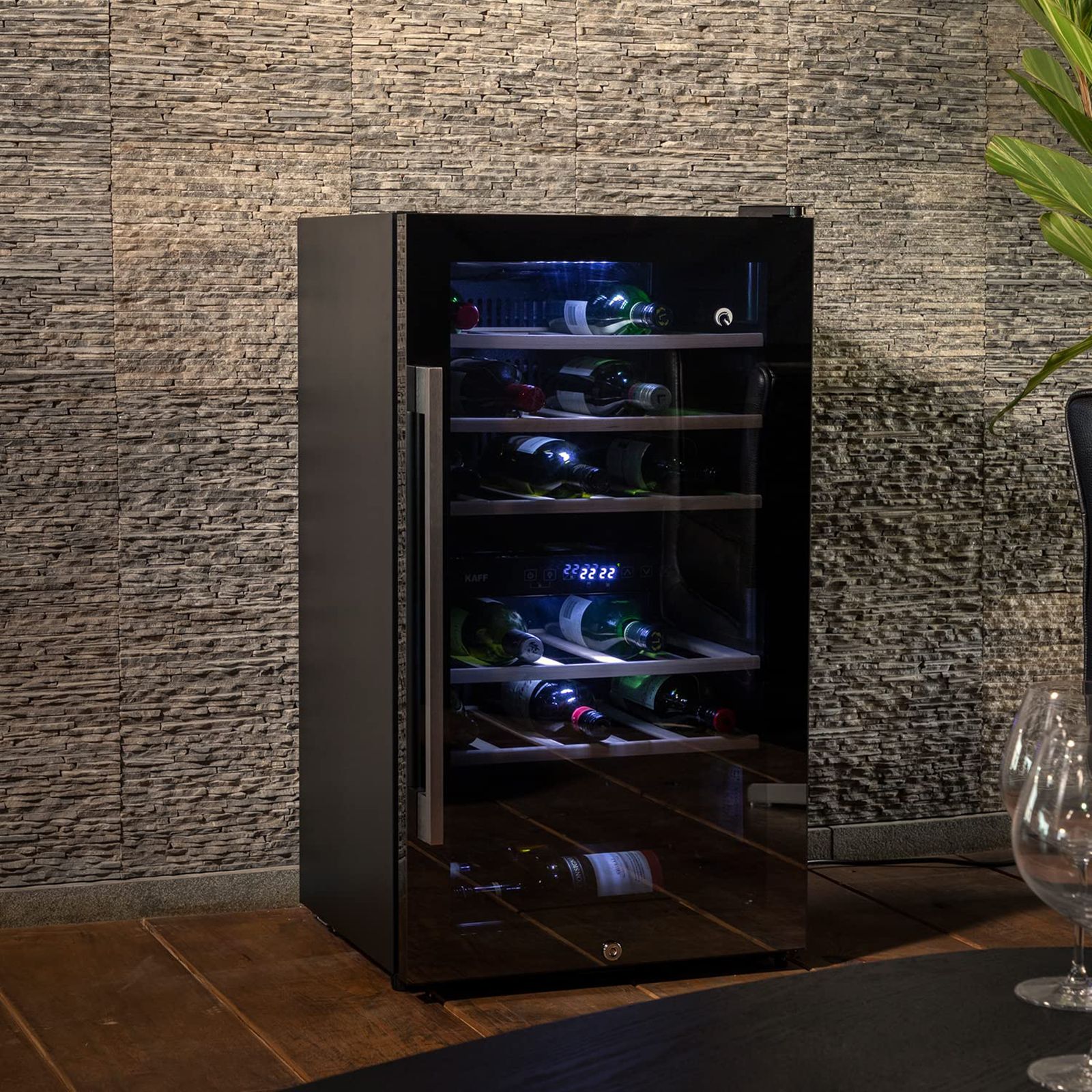 KAFF 76 Litres 29 Bottles Wine Cooler (Inner Glass with UV Protection, WC 76 DZ, Black)_12