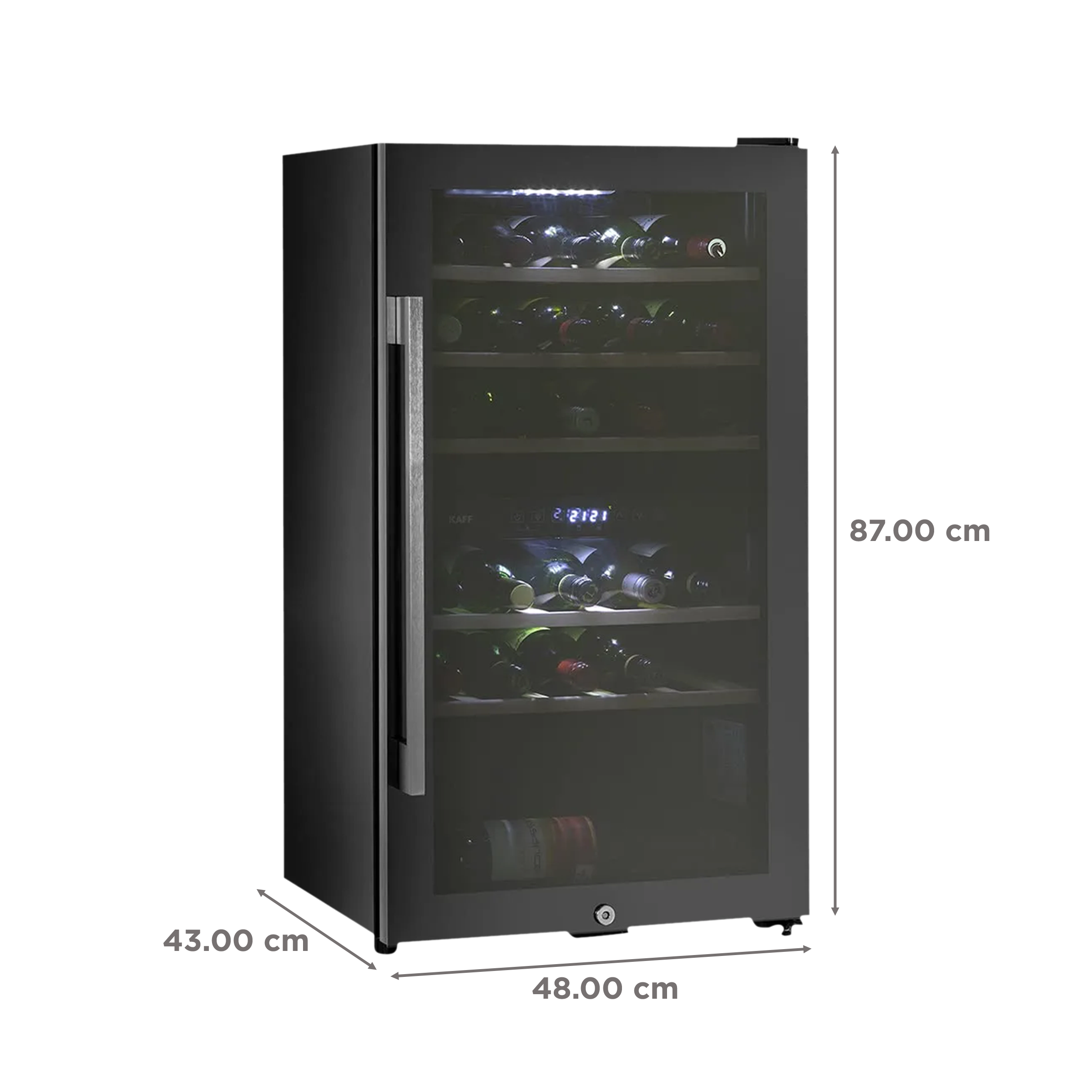 KAFF 76 Litres 29 Bottles Wine Cooler (Inner Glass with UV Protection, WC 76 DZ, Black)_3