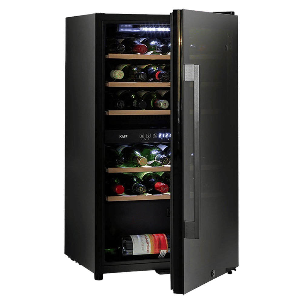 KAFF 76 Litres 29 Bottles Wine Cooler (Inner Glass with UV Protection, WC 76 DZ, Black)_4