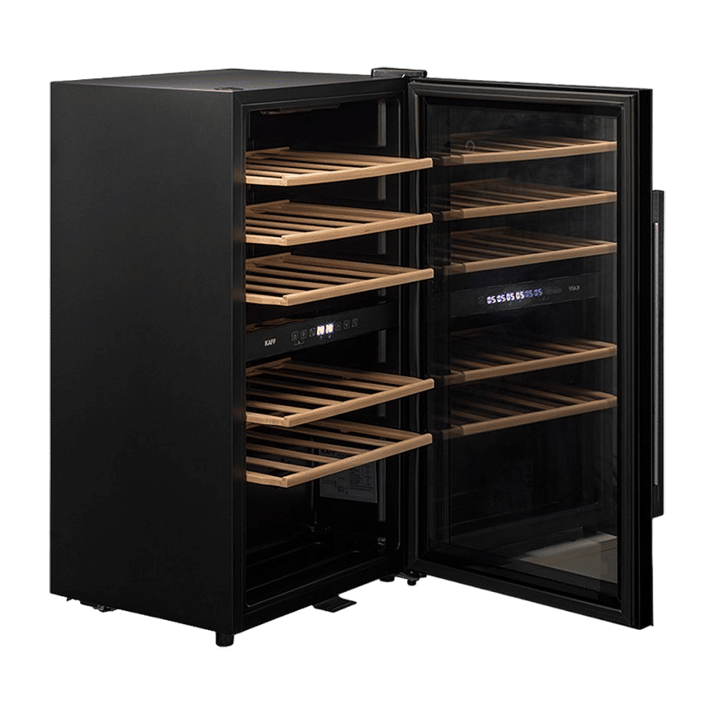 KAFF 76 Litres 29 Bottles Wine Cooler (Inner Glass with UV Protection, WC 76 DZ, Black)_5