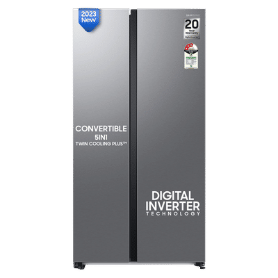 SAMSUNG 653 Litres 3 Star Auto Defrost Side by Side Convertible Refrigerator with Twin Cooling Plus (RS76CG8113SLHL, EZ Clean Steel)