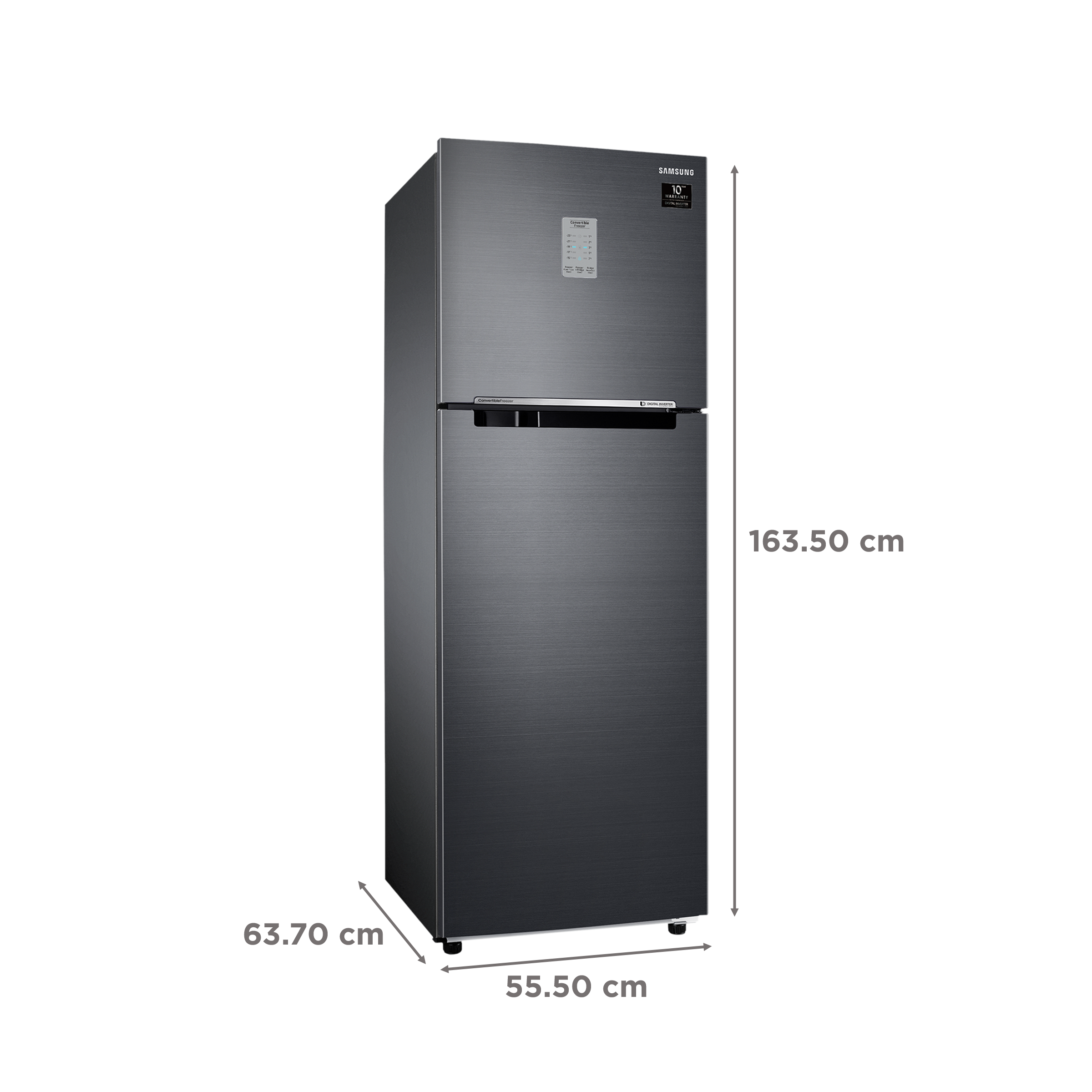 SAMSUNG 256 Litres 2 Star Frost Free Double Door Convertible Refrigerator with Smart Connect Inverter (RT30C3742BX/HL, Luxe Black)_3
