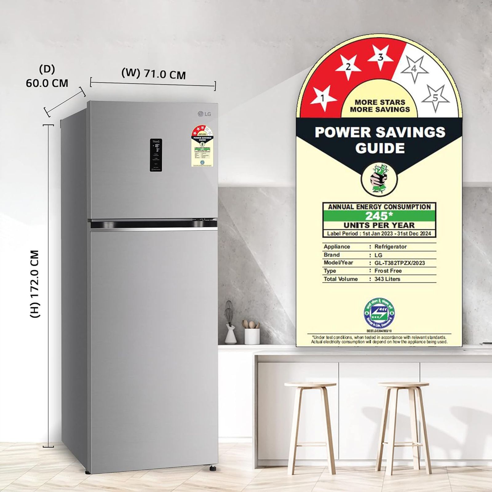 LG 343 Litres 3 Star Frost Free Double Door Convertible Refrigerator with Stabilizer Free Operation (GL-T382TPZX, Shiny Steel) LG 343 Litres 3 Star Frost Free Double Door Convertible Refrigerator with Stabilizer Free Operation (GL-T382TPZX, Shiny Steel)_16