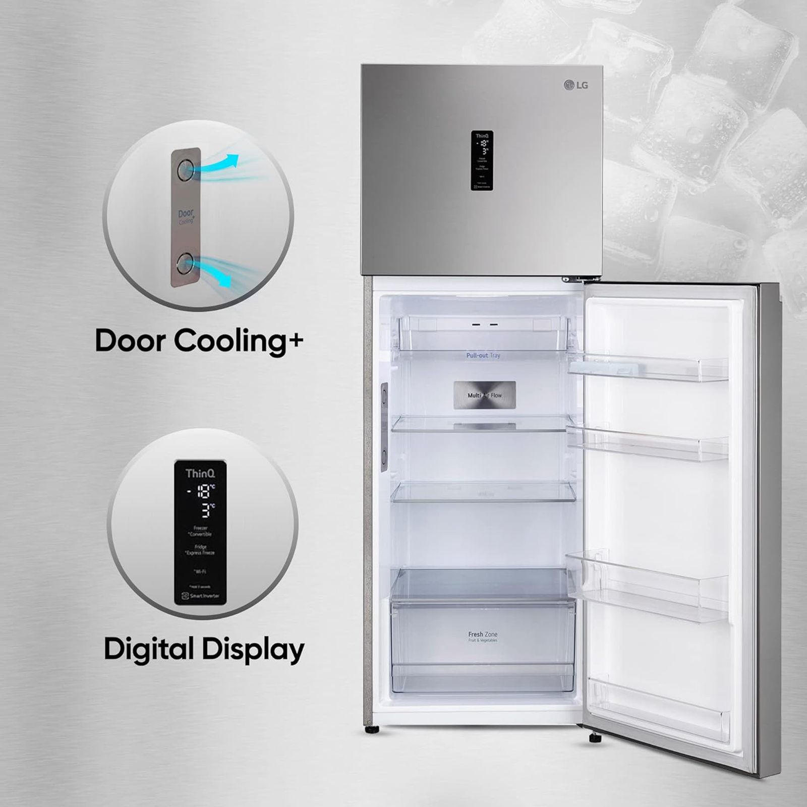LG 343 Litres 3 Star Frost Free Double Door Convertible Refrigerator with Stabilizer Free Operation (GL-T382TPZX, Shiny Steel) LG 343 Litres 3 Star Frost Free Double Door Convertible Refrigerator with Stabilizer Free Operation (GL-T382TPZX, Shiny Steel)_17