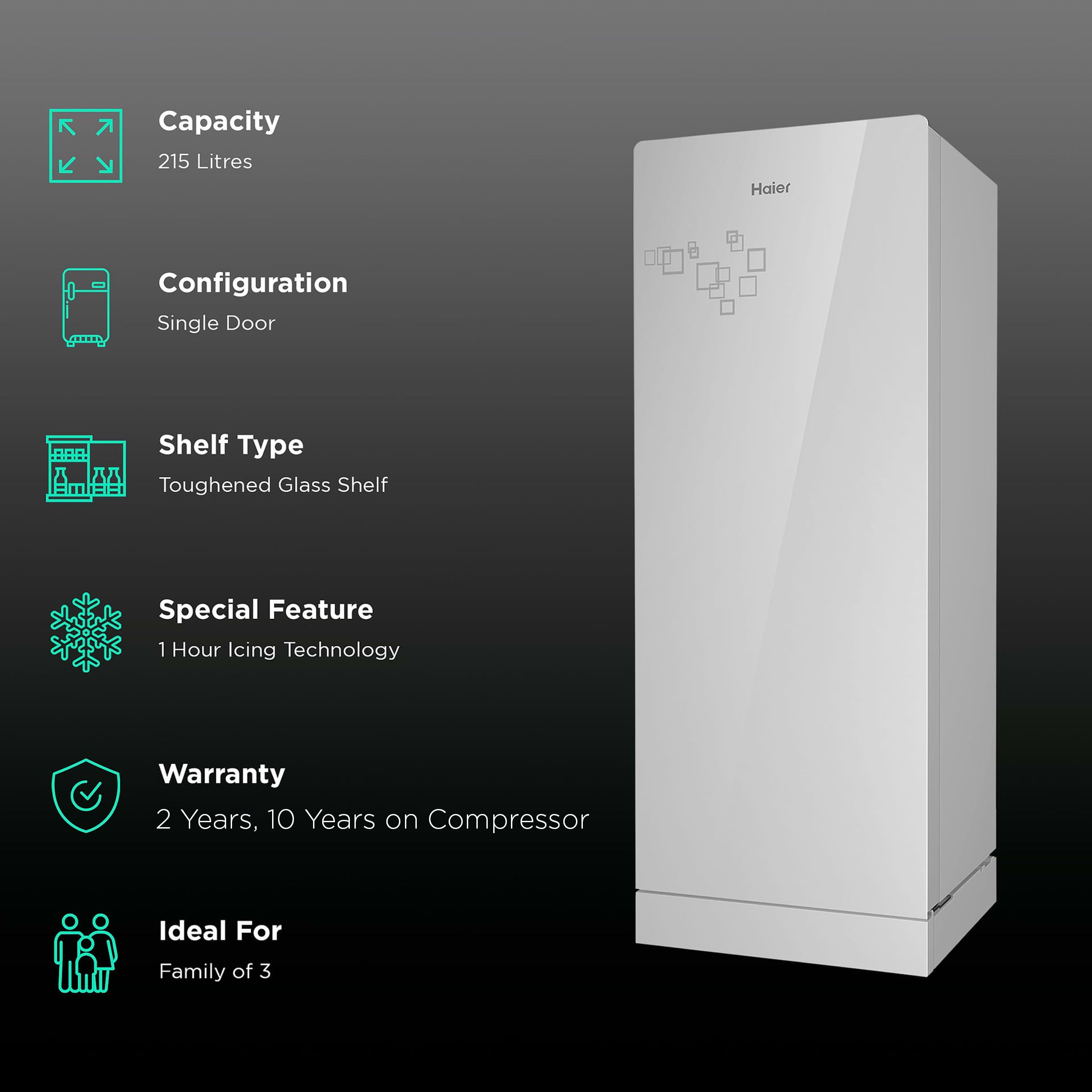 Haier 215 Litres 3 Star Direct Cool Single Door Refrigerator with Base Drawer (HRD-2353PMG-P, Mirror Glass) Haier 215 Litres 3 Star Direct Cool Single Door Refrigerator with Base Drawer (HRD-2353PMG-P, Mirror Glass)_2
