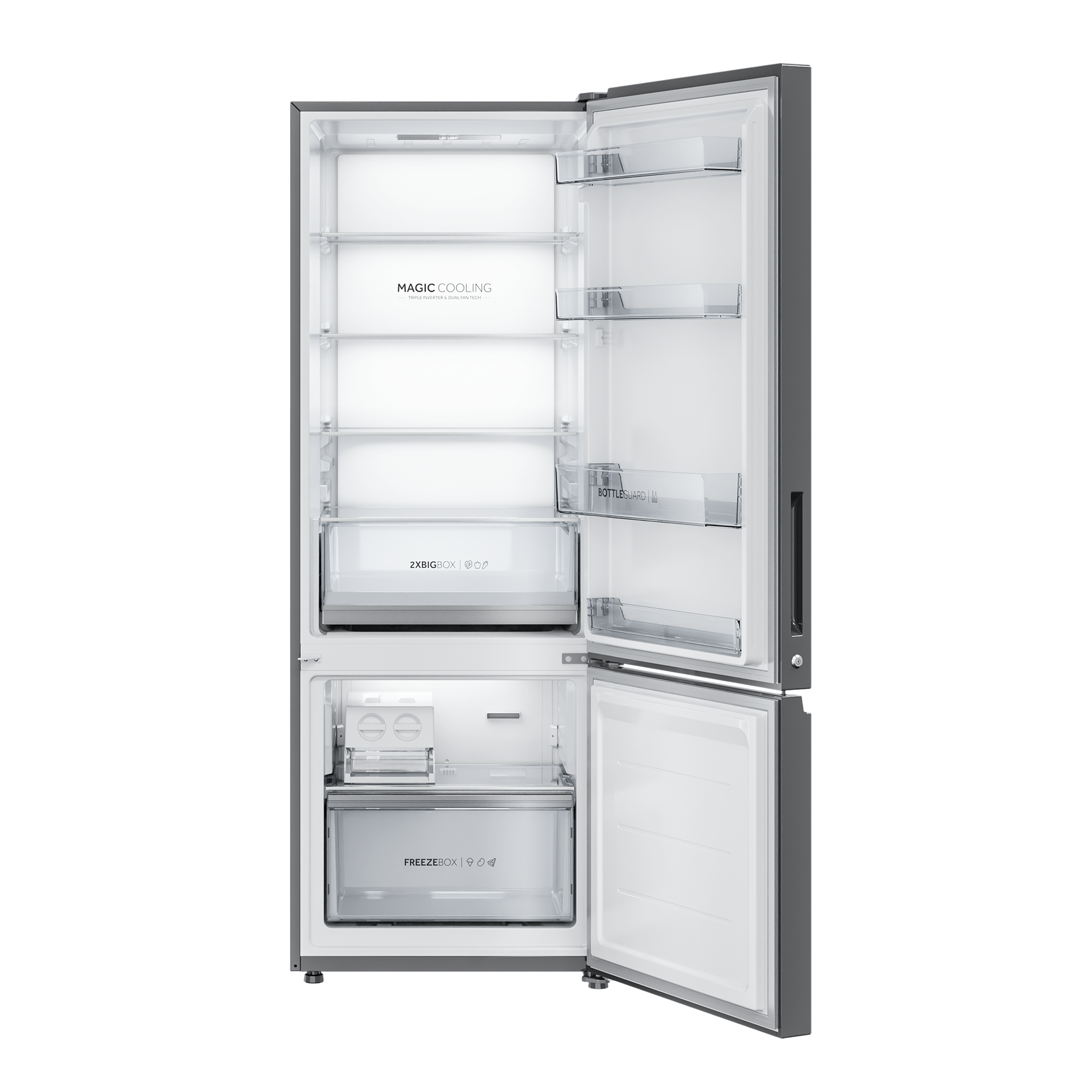 Haier 325 Litres 3 Star Frost Free Double Door Bottom Mount Convertible Refrigerator with Triple Inverter Technology (HRB-3753BBS-P, Brushline Silver)_6