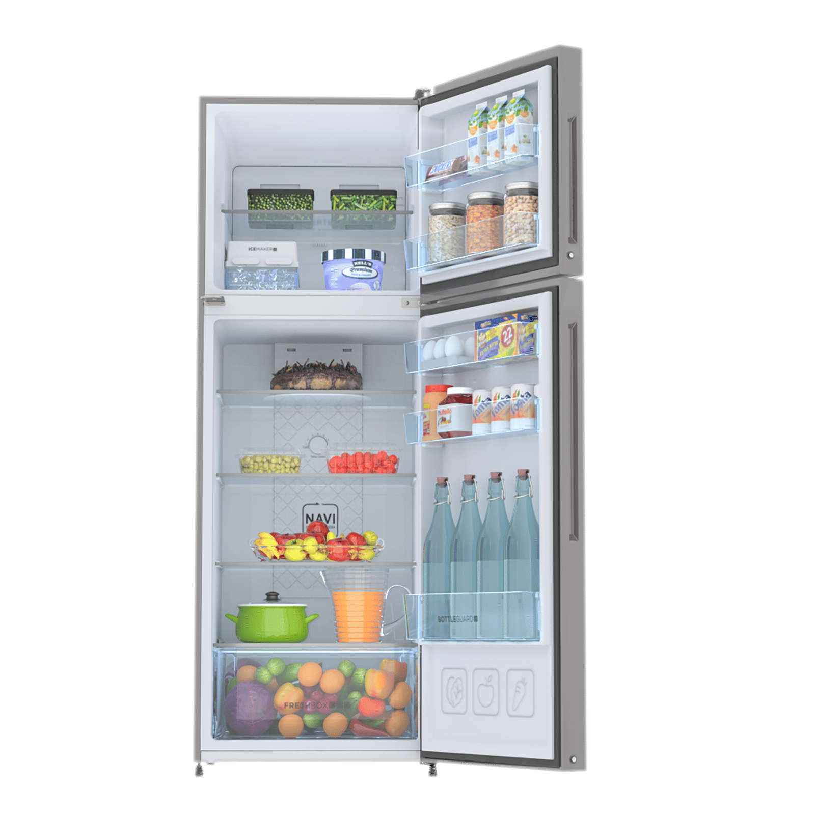 Haier 240 Litres 2 Star Frost Free Double Door Convertible Refrigerator with Turbo Icing (HRF-2902BMS-P, Moon Silver) Haier 240 Litres 2 Star Frost Free Double Door Convertible Refrigerator with Turbo Icing (HRF-2902BMS-P, Moon Silver)_5