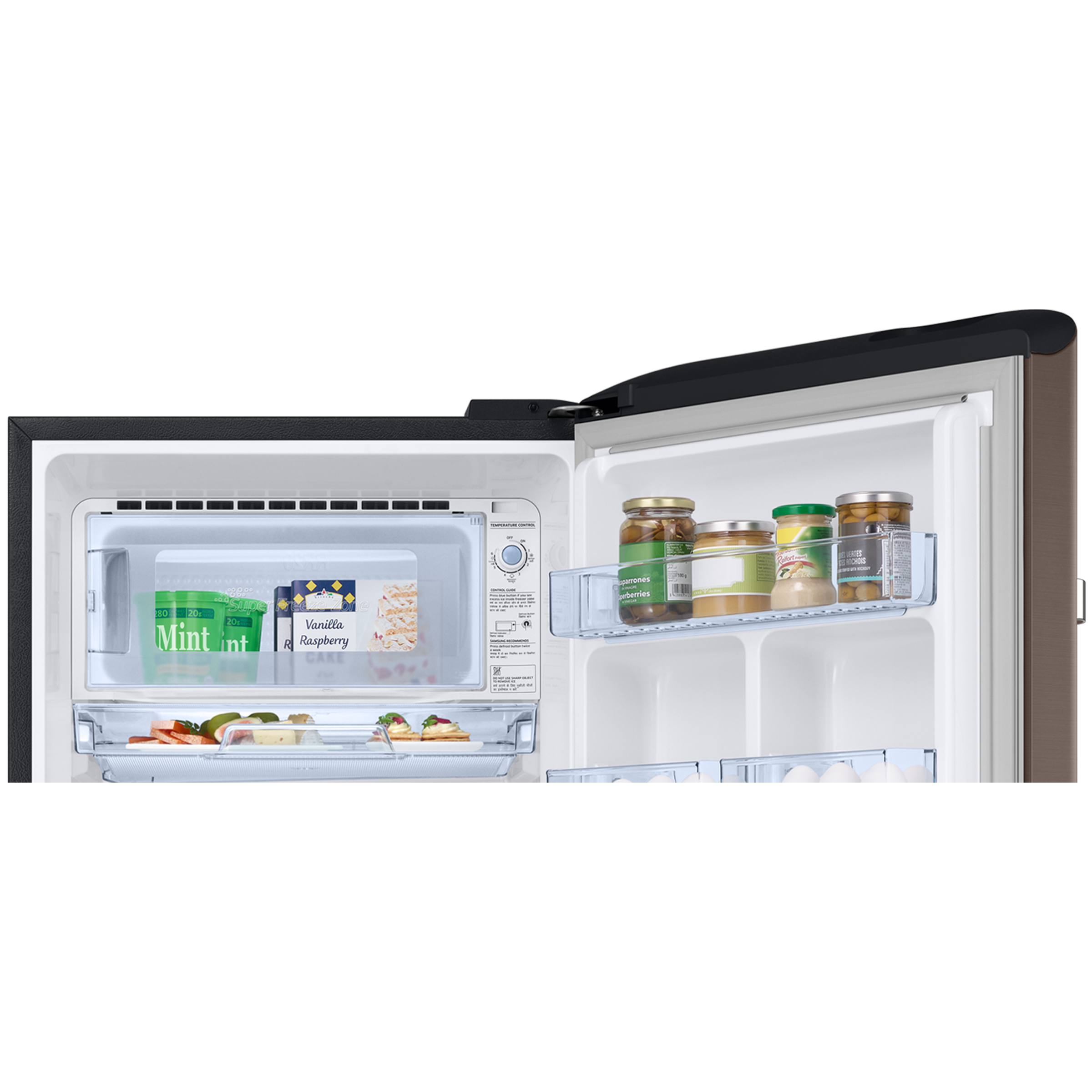 SAMSUNG Horizontal Curve 189 Litres 5 Star Direct Cool Single Door Refrigerator with Anti Bacterial Gasket (RR21C2H25DX/HL, Luxe Brown) SAMSUNG Horizontal Curve 189 Litres 5 Star Direct Cool Single Door Refrigerator with Anti Bacterial Gasket (RR21C2H25DX/HL, Luxe Brown)_12