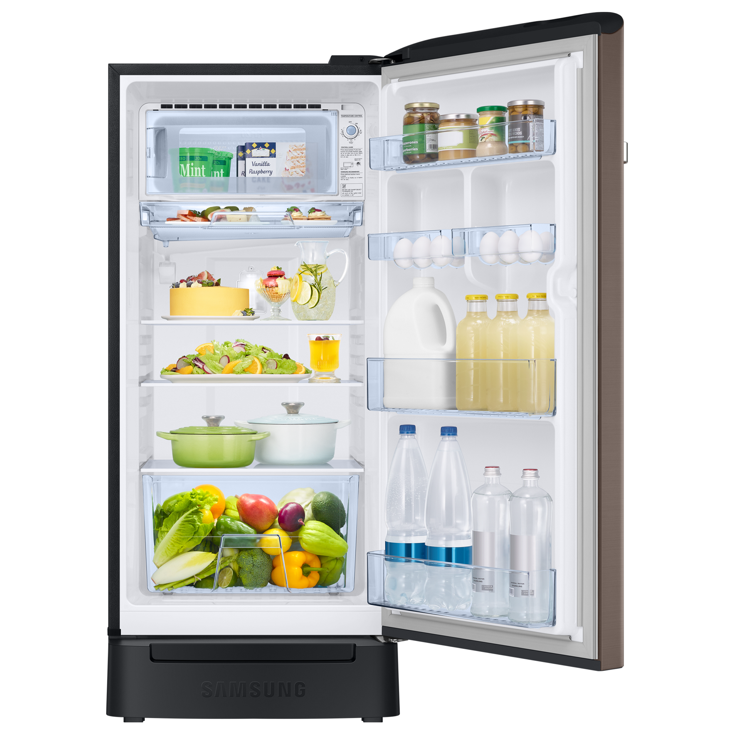 SAMSUNG Horizontal Curve 189 Litres 5 Star Direct Cool Single Door Refrigerator with Anti Bacterial Gasket (RR21C2H25DX/HL, Luxe Brown) SAMSUNG Horizontal Curve 189 Litres 5 Star Direct Cool Single Door Refrigerator with Anti Bacterial Gasket (RR21C2H25DX/HL, Luxe Brown)_5