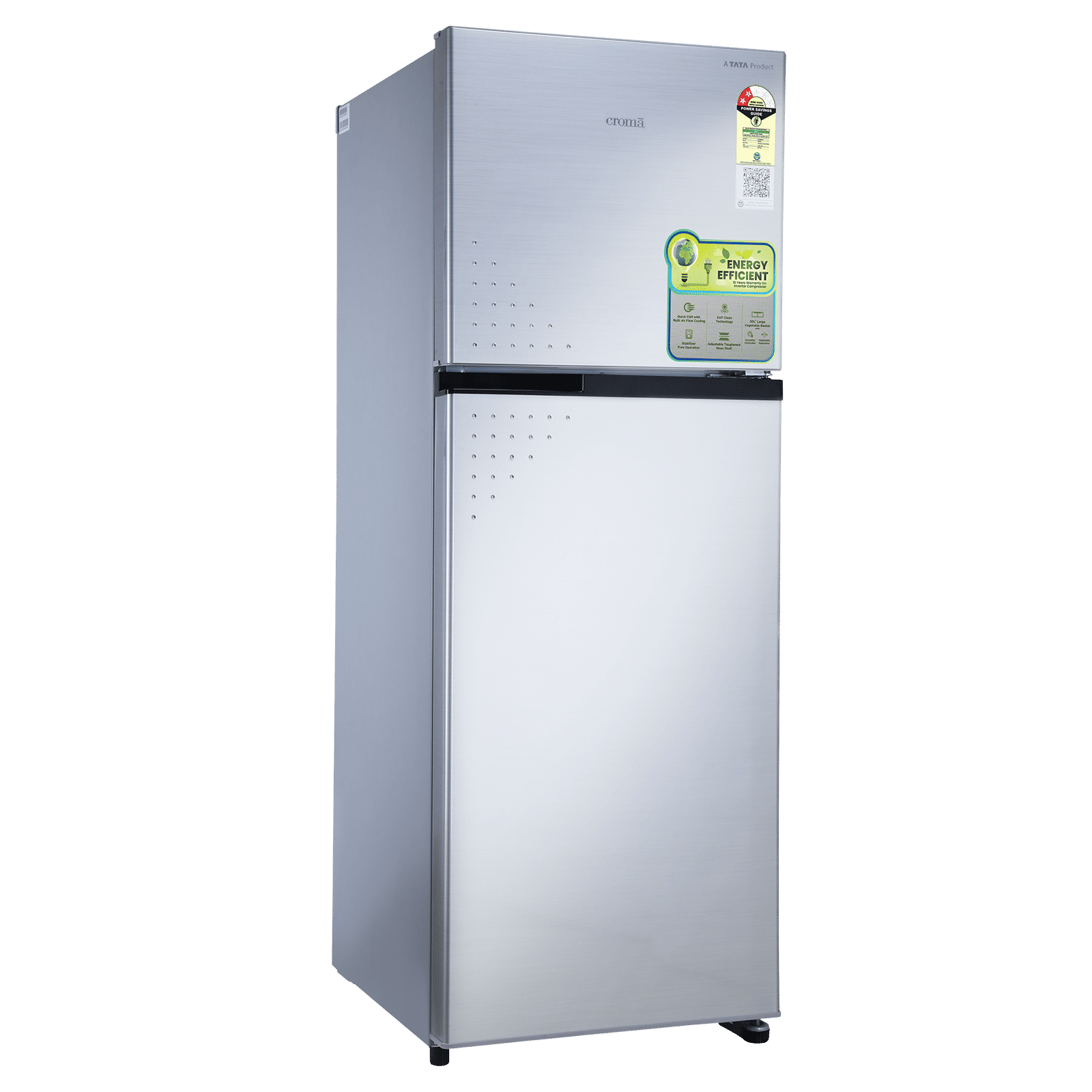 Croma 236 Litres 2 Star Frost Free Double Door Refrigerator with Inverter Technology ( Shining Silver)_16
