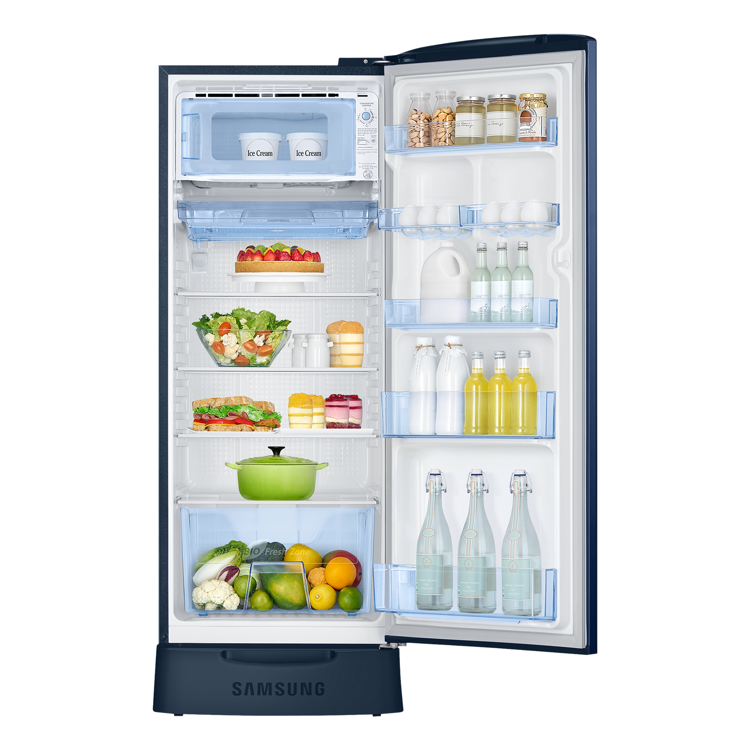 SAMSUNG Stylish Grande 223 Litres3 Star Direct Cool Single Door Refrigerator with Base Stand Drawer (RR24C2823CU/NL, Camellia Blue) SAMSUNG Stylish Grande 223 Litres3 Star Direct Cool Single Door Refrigerator with Base Stand Drawer (RR24C2823CU/NL, Camellia Blue)_4