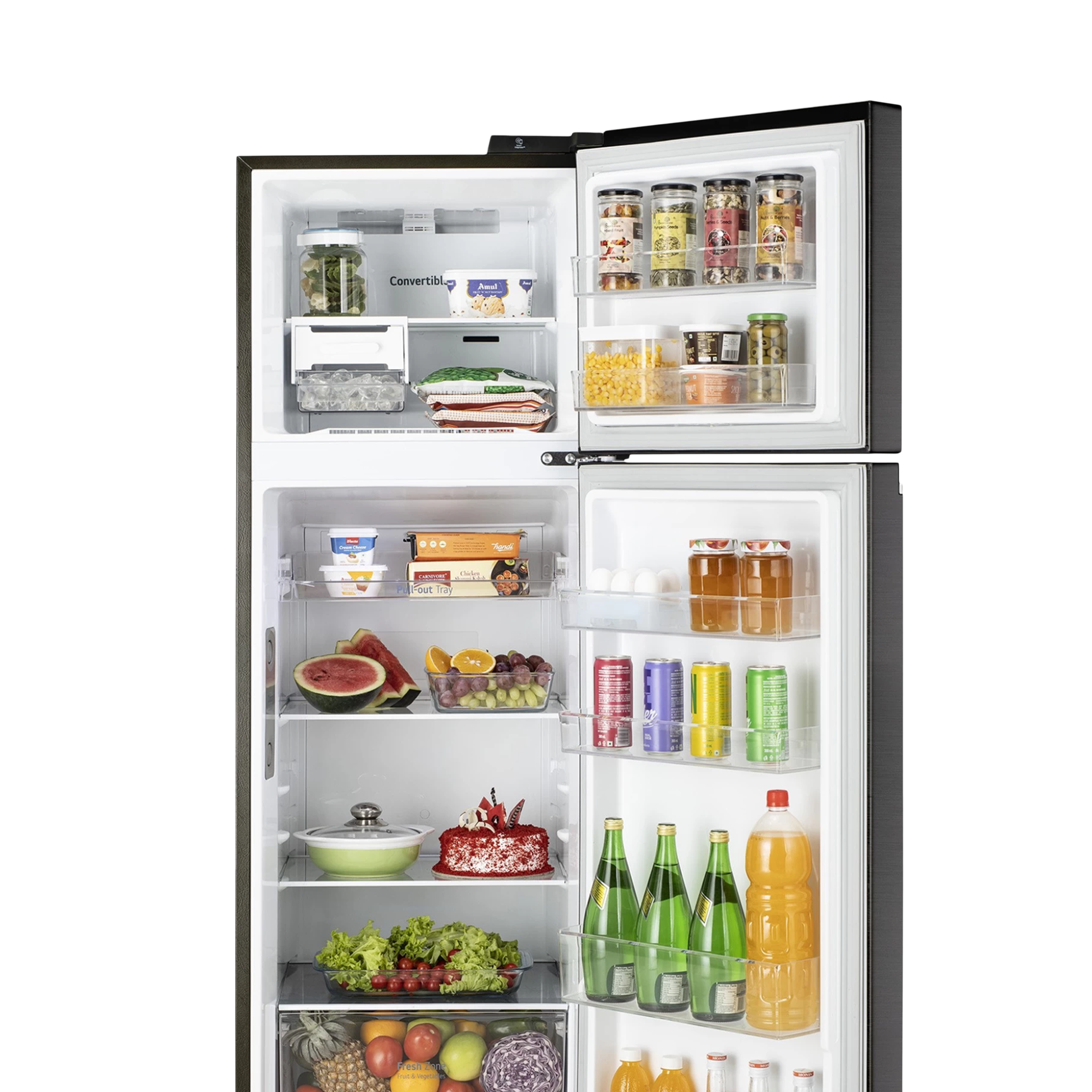 LG 246 Litres 3 Star Frost Free Double Door Convertible Refrigerator with Door Cooling Plus Technology (GL-T262TESX.AESZEB, Ebony Sheen)_11