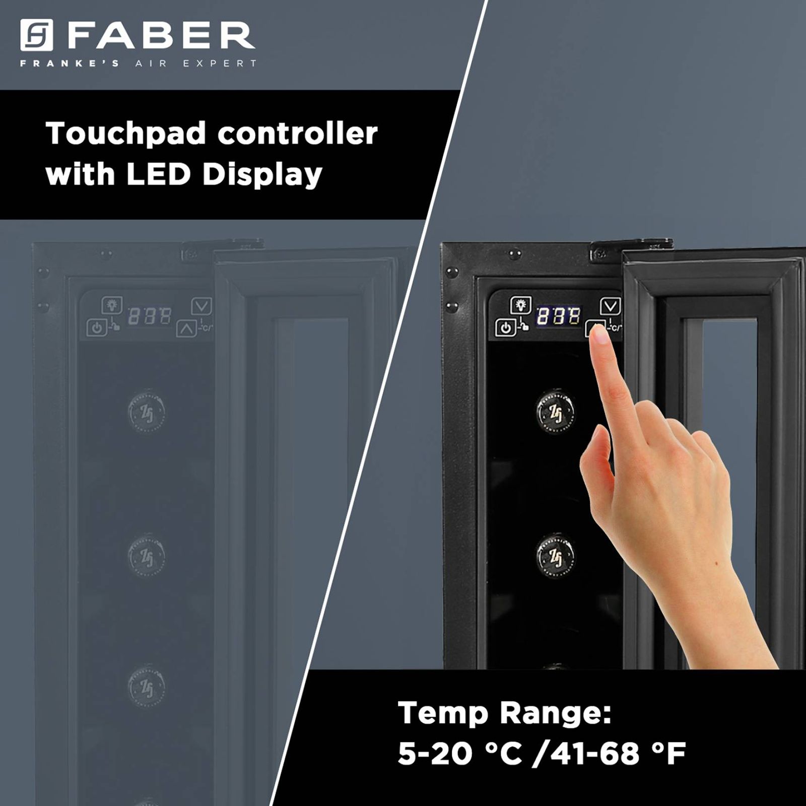 FABER 20 Litres 7 Bottles Wine Cooler (Single Zone, FWCJCF20, Black)_9