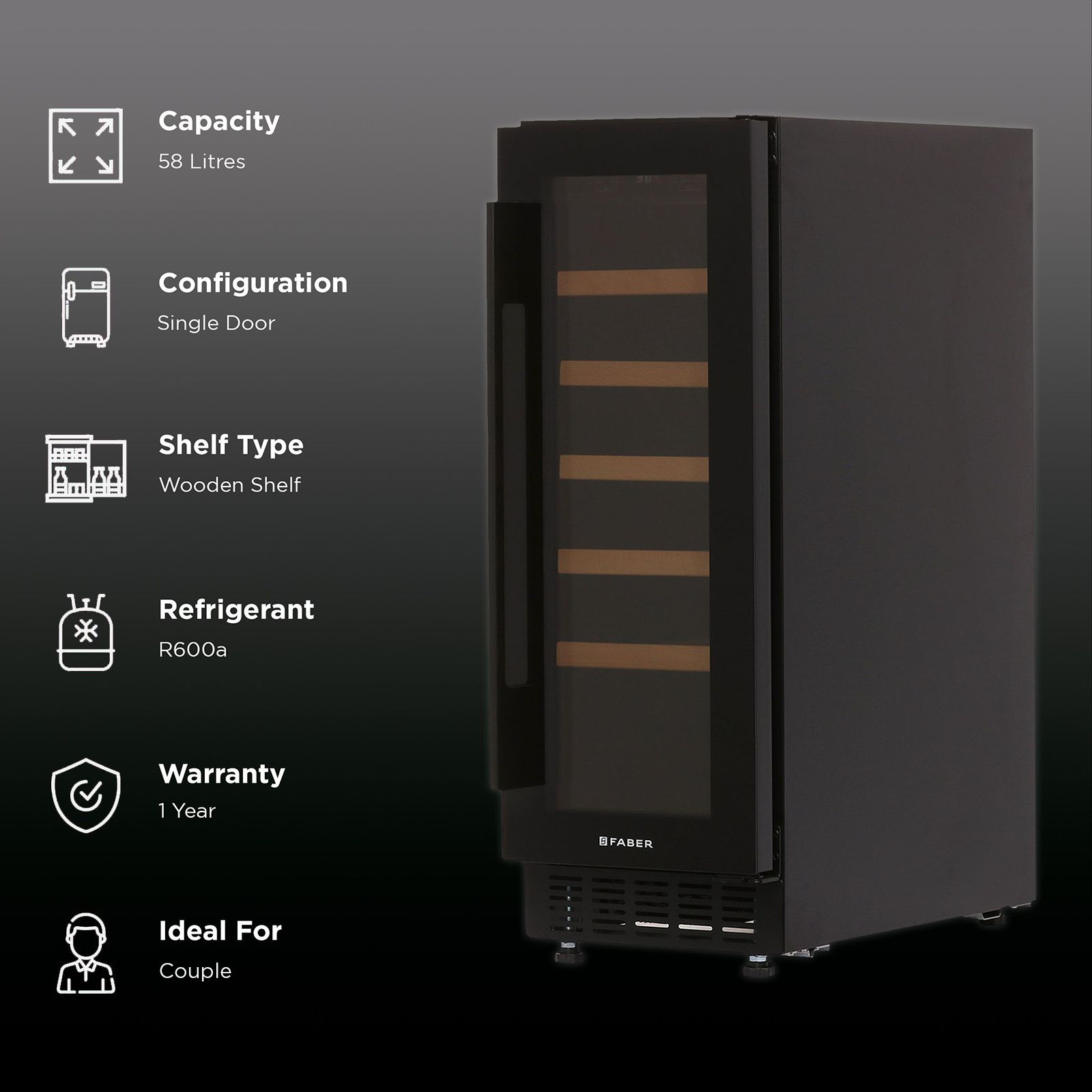 FABER 58 Litres 33 Bottles Wine Cooler (Touchpad Controller, FWCJCF88, Black) FABER 58 Litres 33 Bottles Wine Cooler (Touchpad Controller, FWCJCF88, Black)_2