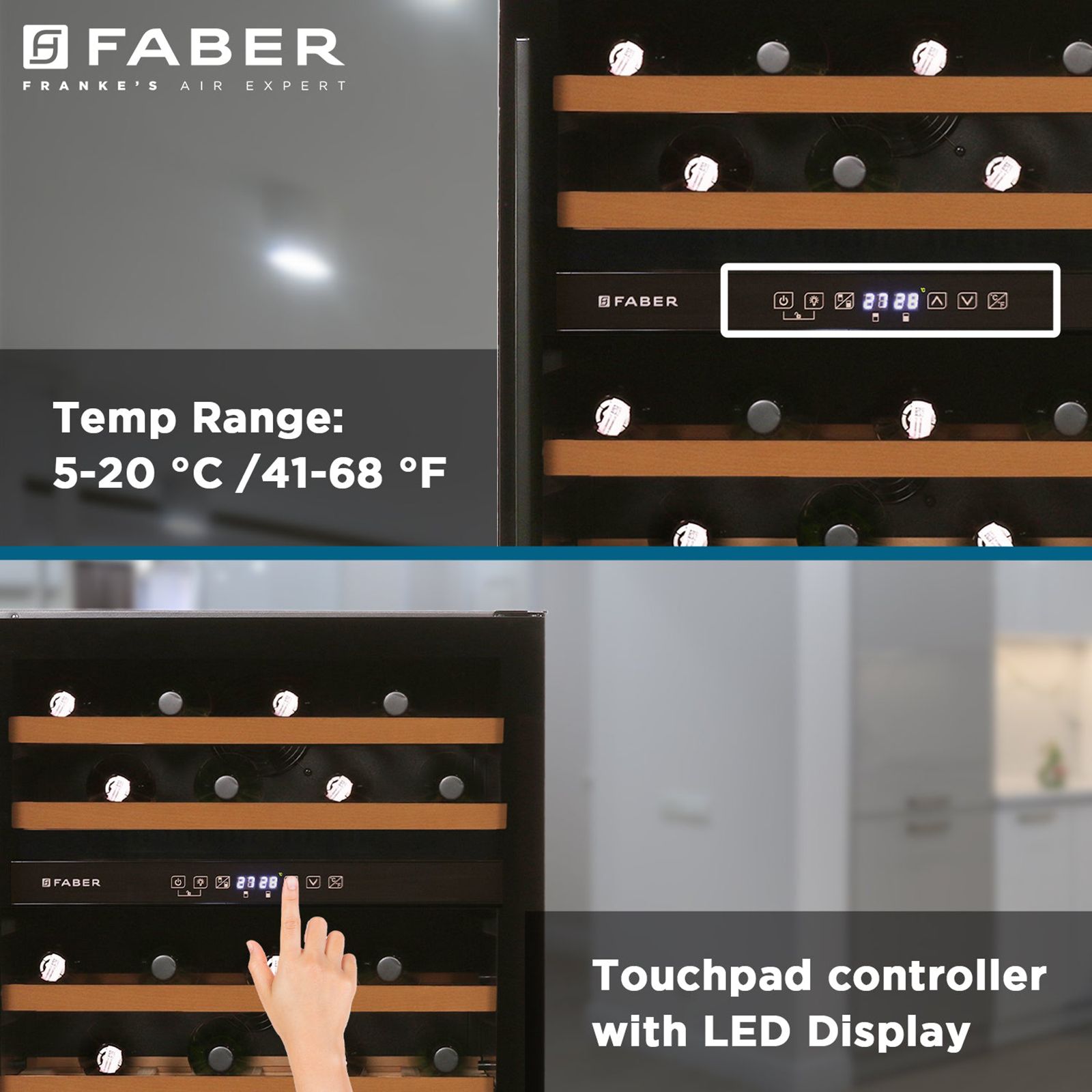 FABER 145 Litres 46 Bottles Wine Cooler (Dual Zone, FWC JCF 145S, Black)_15