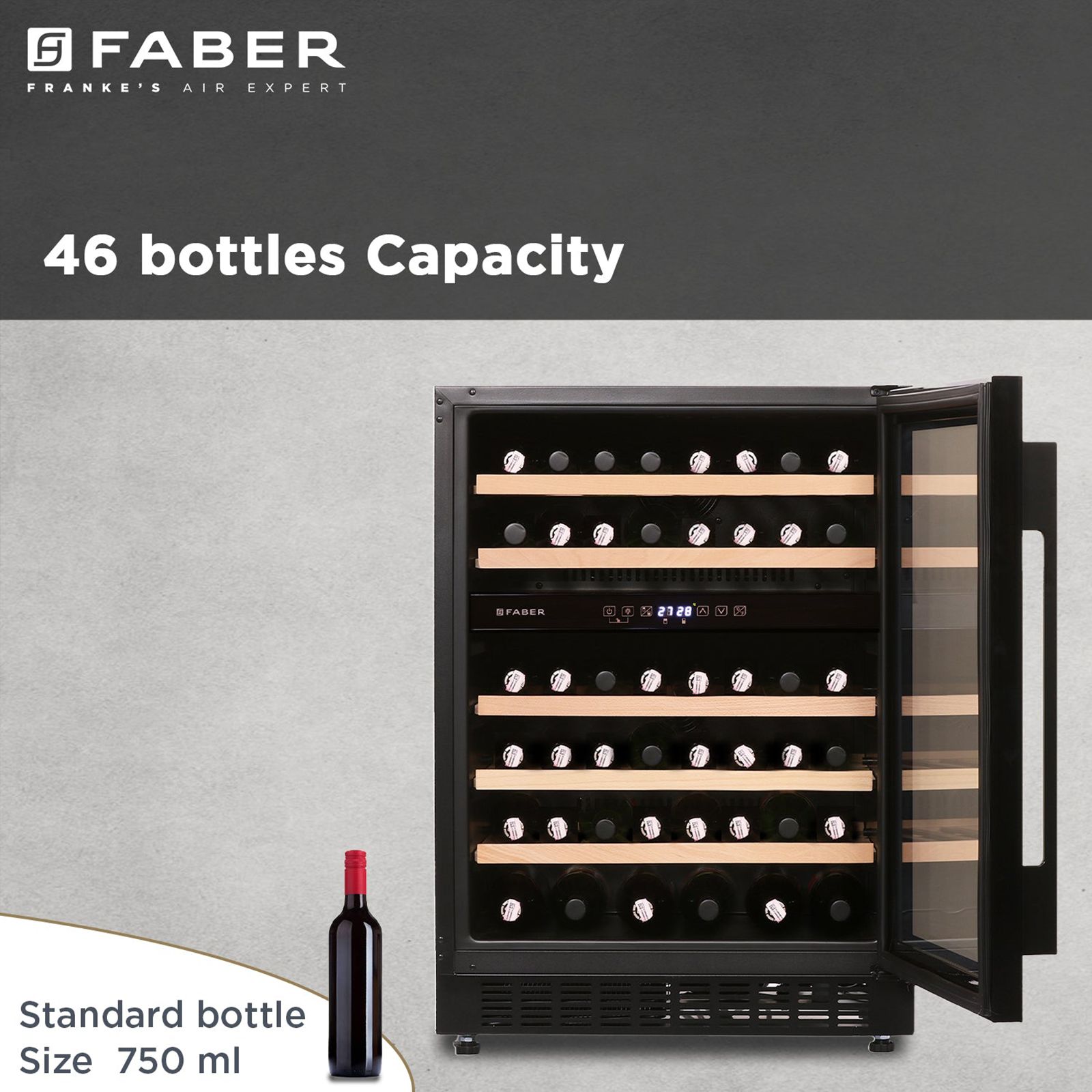 FABER 145 Litres 46 Bottles Wine Cooler (Dual Zone, FWC JCF 145S, Black)_18