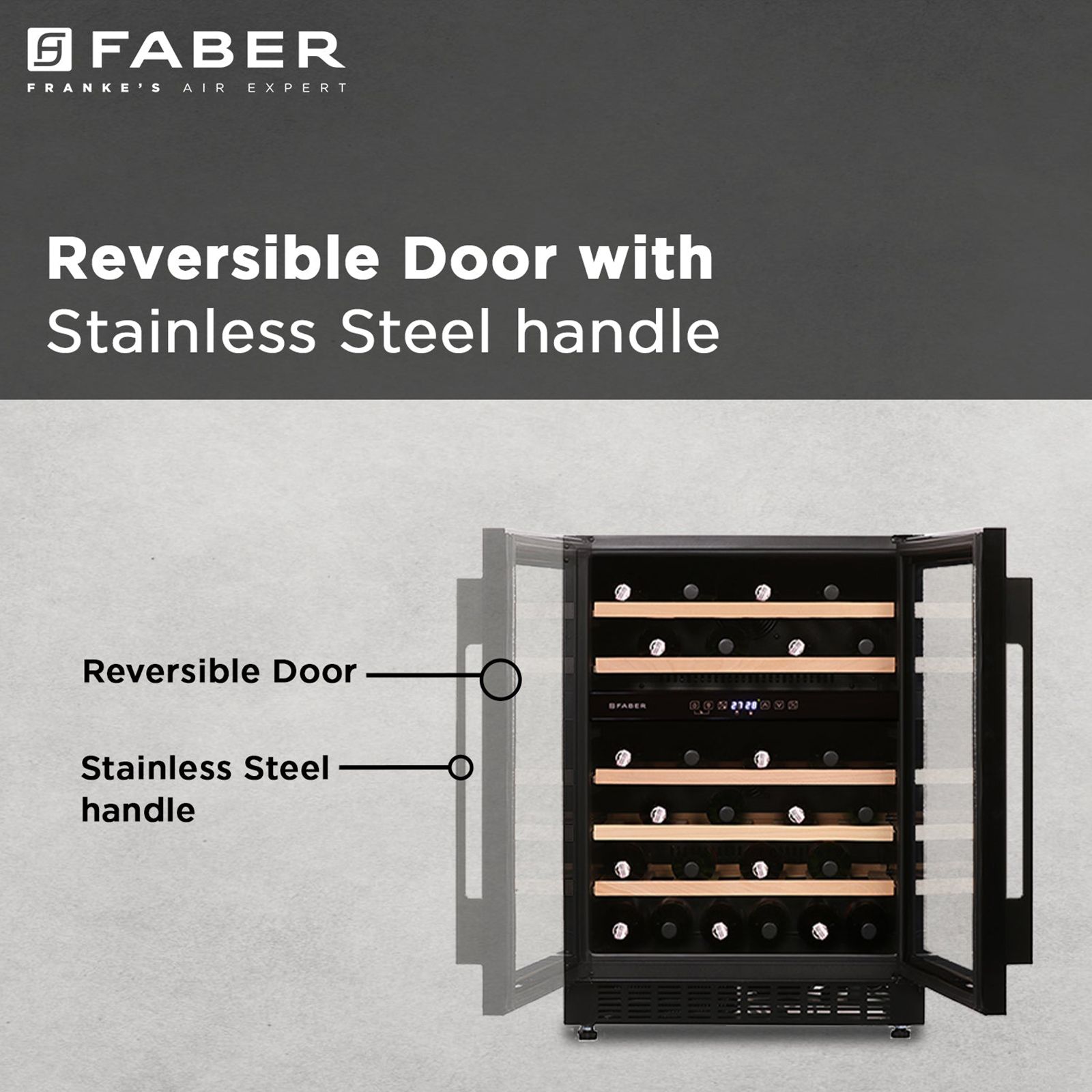 FABER 145 Litres 46 Bottles Wine Cooler (Dual Zone, FWC JCF 145S, Black)_8