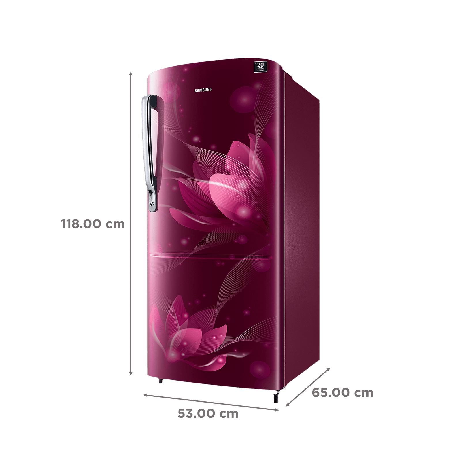 SAMSUNG Stylish Grande 183 Litres3 Star Direct Cool Single Door Refrigerator with Anti Bacterial Gasket (RR20C1723R8/HL, Blooming Saffron Red) SAMSUNG Stylish Grande 183 Litres3 Star Direct Cool Single Door Refrigerator with Anti Bacterial Gasket (RR20C1723R8/HL, Blooming Saffron Red)_3