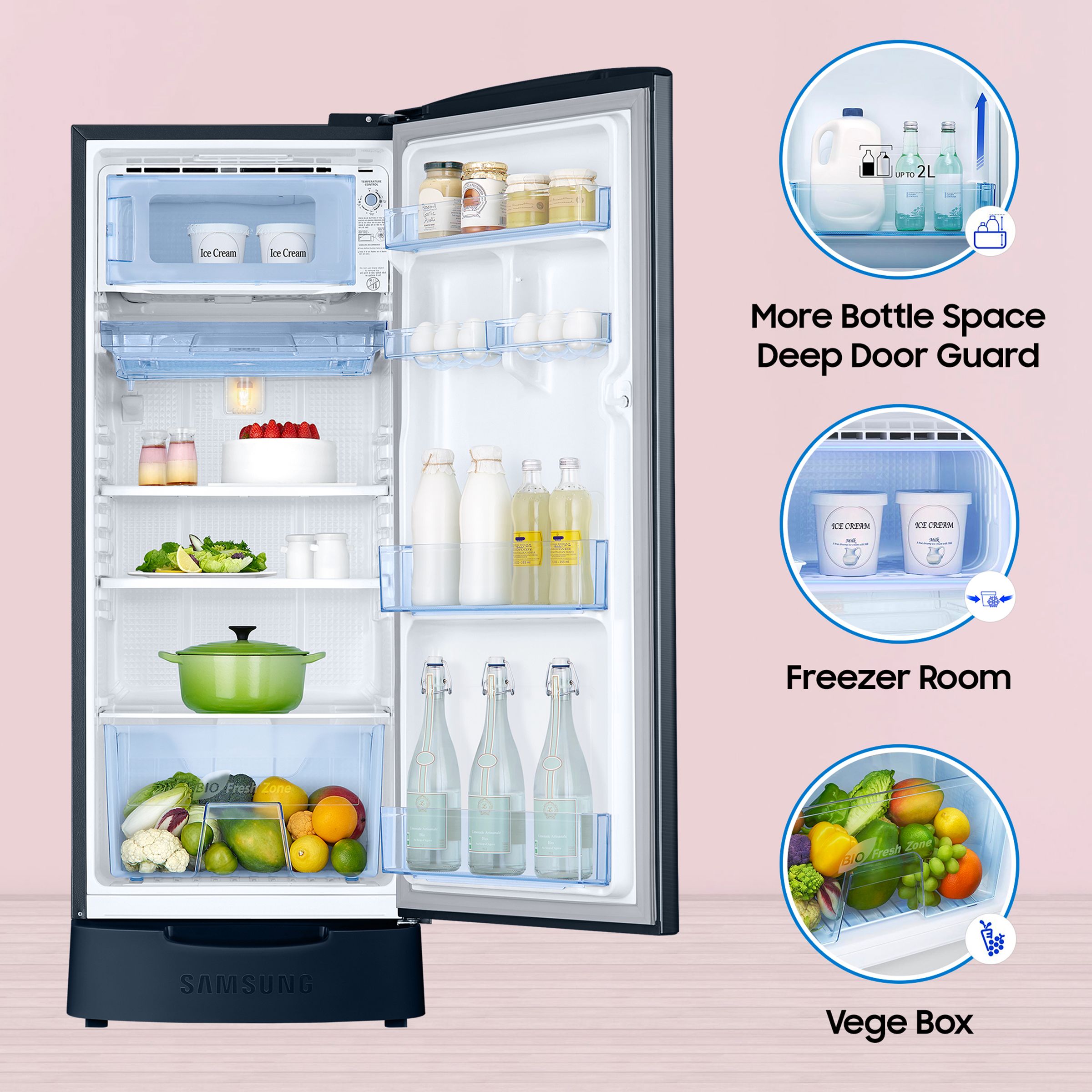 SAMSUNG 183 Litres 3 Star Direct Cool Single Door Refrigerator (RR20C1823U8/HL, Saffron Blue) SAMSUNG 183 Litres 3 Star Direct Cool Single Door Refrigerator (RR20C1823U8/HL, Saffron Blue)_14