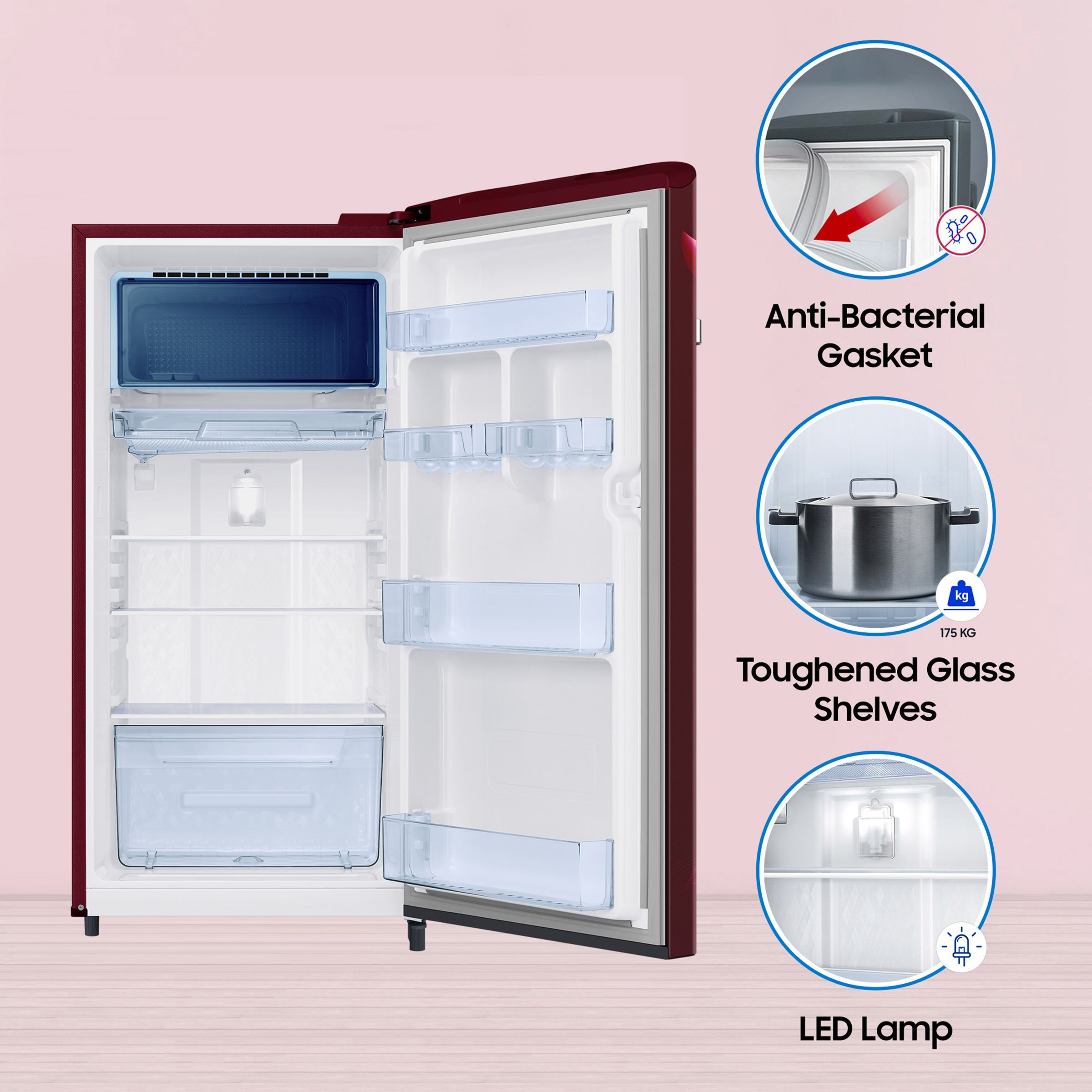 SAMSUNG 189 Litres 4 Star Direct Cool Single Door Refrigerator (RR21C2E24RZ/HL, Midnight Blossom Red) SAMSUNG 189 Litres 4 Star Direct Cool Single Door Refrigerator (RR21C2E24RZ/HL, Midnight Blossom Red)_15
