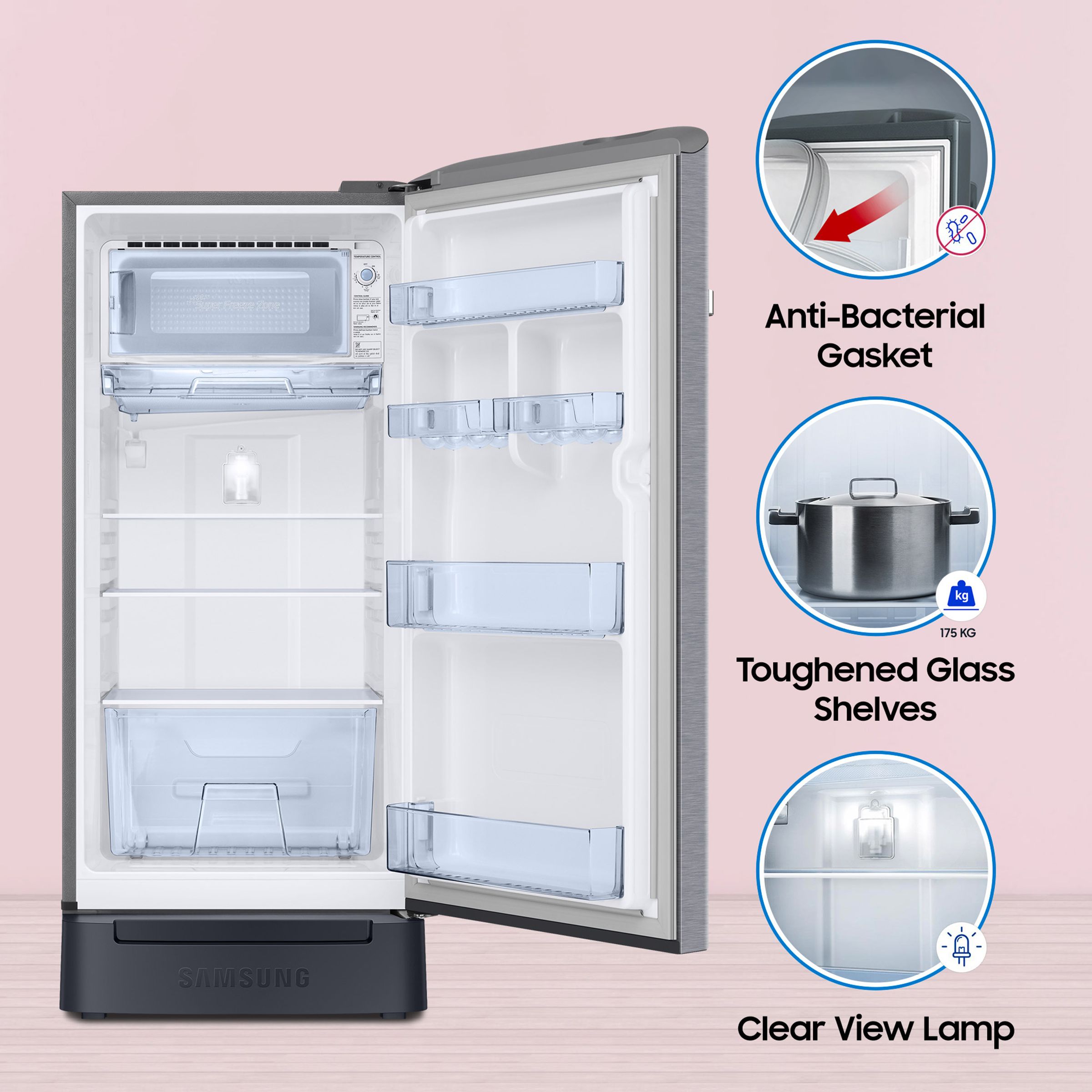 SAMSUNG 189 Litres 5 Star Direct Cool Single Door Refrigerator (RR21C2H25S8/HL, Elegant Inox)_12