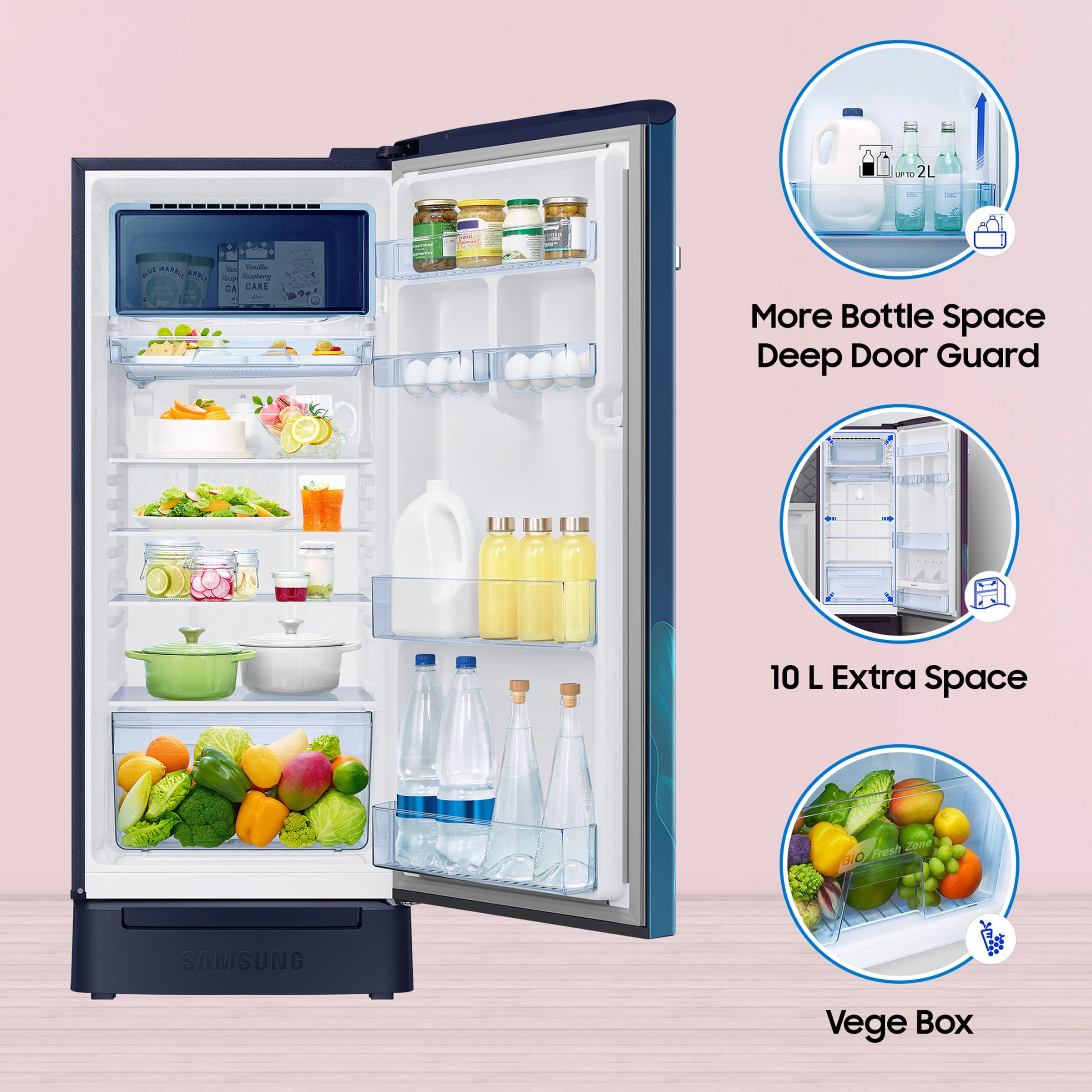 SAMSUNG 215 Litres 4 Star Direct Cool Single Door Refrigerator (RR23C2F249U/HL, Paradise Blue)_14
