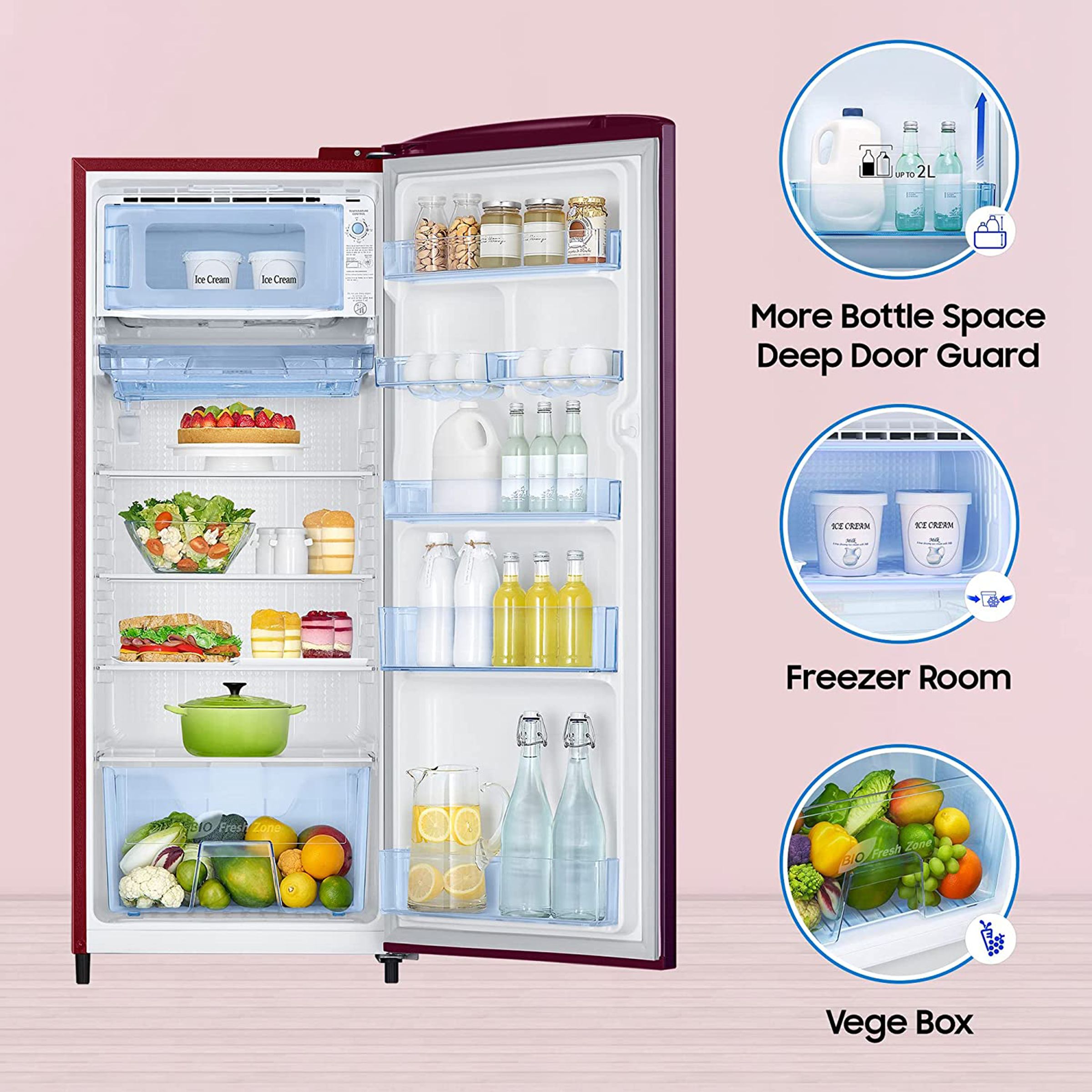 SAMSUNG 223 Litres 3 Star Direct Cool Single Door Refrigerator with Anti-Bacterial Gasket (RR24C2Y23CR/NL, Camellia Purple) SAMSUNG 223 Litres 3 Star Direct Cool Single Door Refrigerator with Anti-Bacterial Gasket (RR24C2Y23CR/NL, Camellia Purple)_12