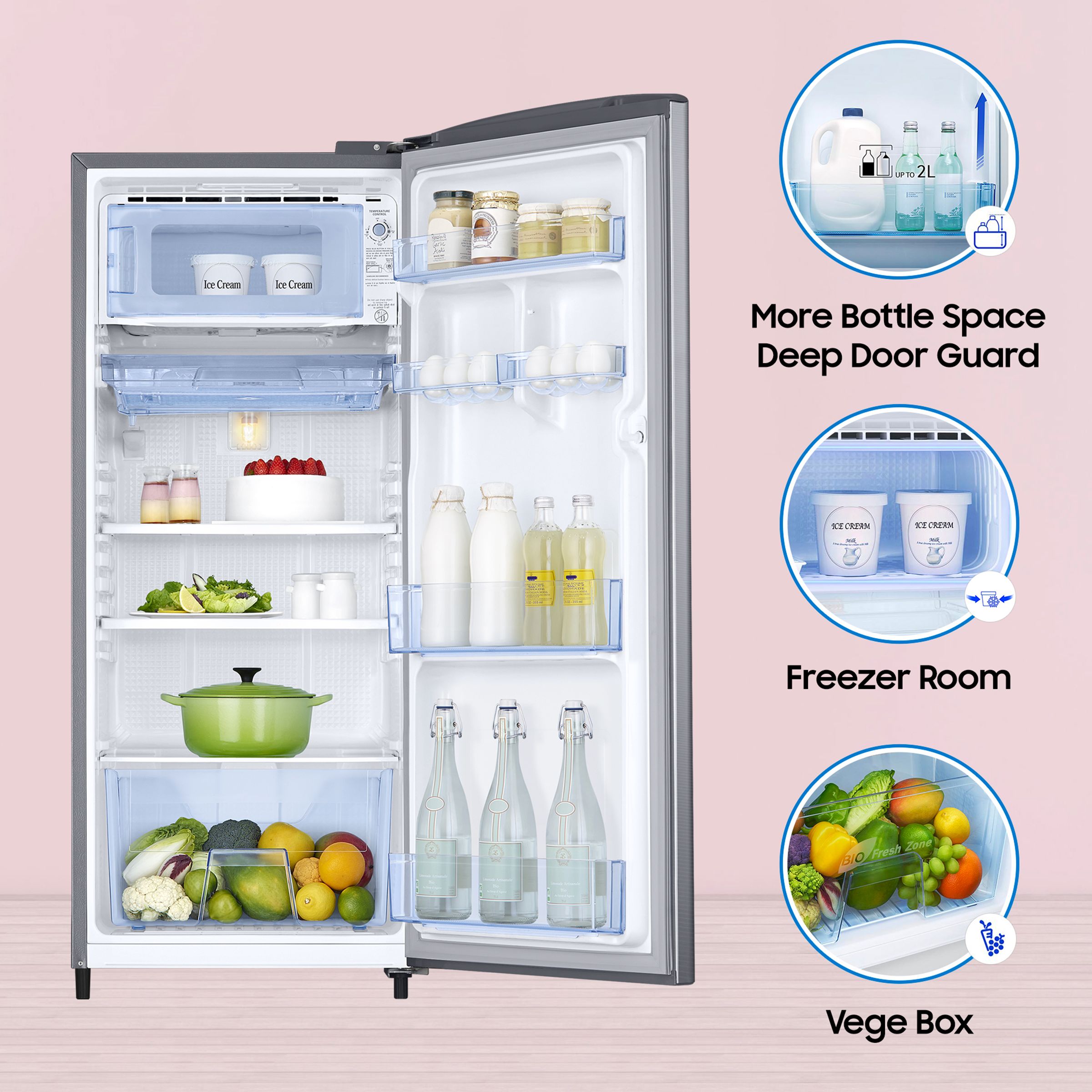 SAMSUNG Stylish Grande 183 Litres3 Star Direct Cool Single Door Refrigerator with Anti Bacterial Gasket (RR20C1723S8/HL, Elegant Inox) SAMSUNG Stylish Grande 183 Litres3 Star Direct Cool Single Door Refrigerator with Anti Bacterial Gasket (RR20C1723S8/HL, Elegant Inox)_13
