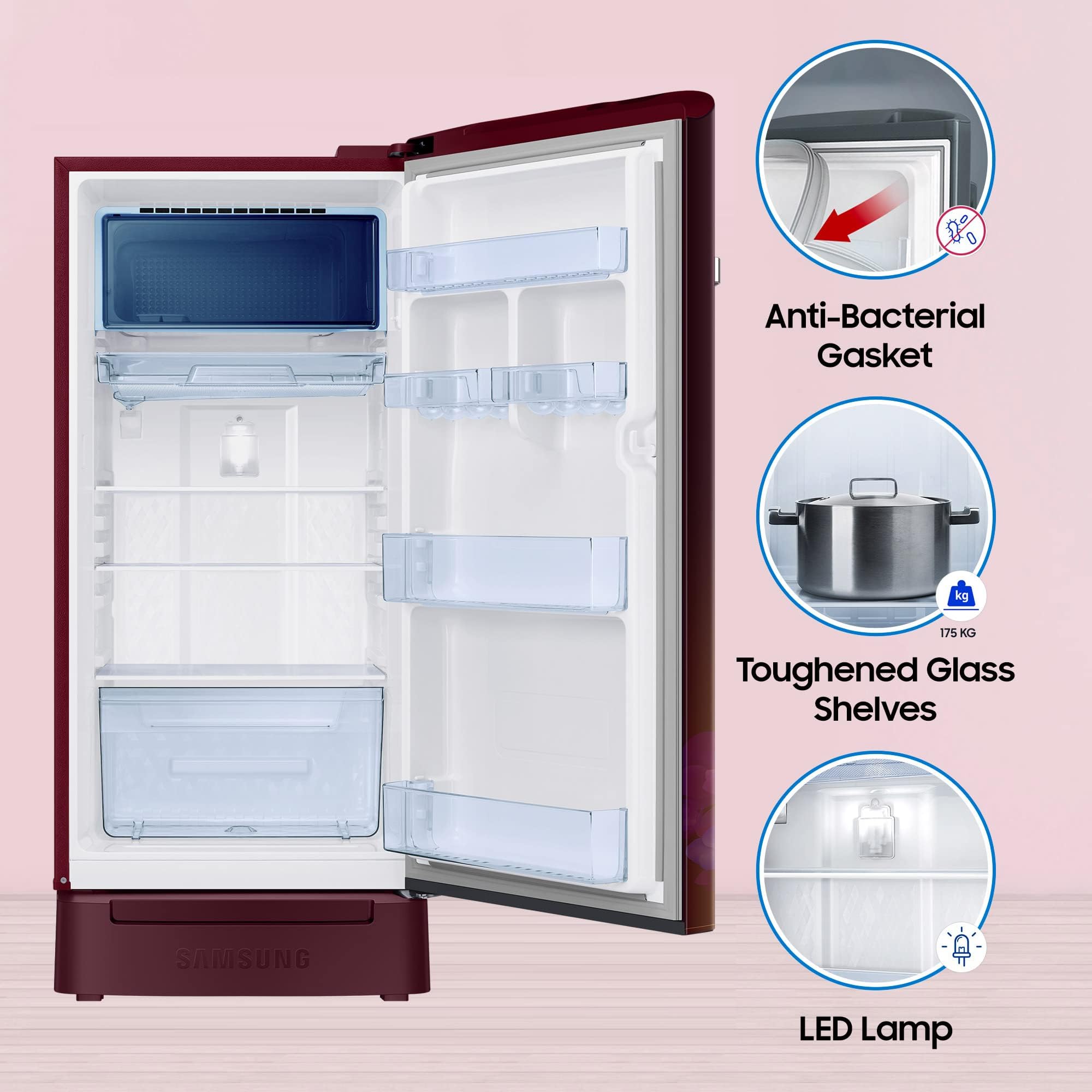 SAMSUNG 189 Litres 5 Star Direct Cool Single Door Refrigerator with Digi-Touch Cool (RR21C2F25HT/HL, Hydrangea Plum) SAMSUNG 189 Litres 5 Star Direct Cool Single Door Refrigerator with Digi-Touch Cool (RR21C2F25HT/HL, Hydrangea Plum)_18