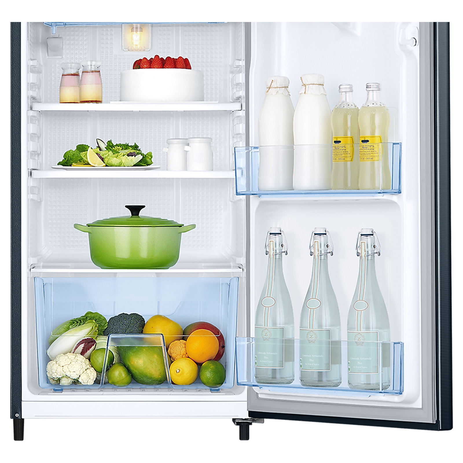 SAMSUNG Stylish Grande 183 Litres 3 Star Direct Cool Single Door Refrigerator with Antibacterial Gasket (RR20C1723U8/HL, Saffron Blue) SAMSUNG Stylish Grande 183 Litres 3 Star Direct Cool Single Door Refrigerator with Antibacterial Gasket (RR20C1723U8/HL, Saffron Blue)_7