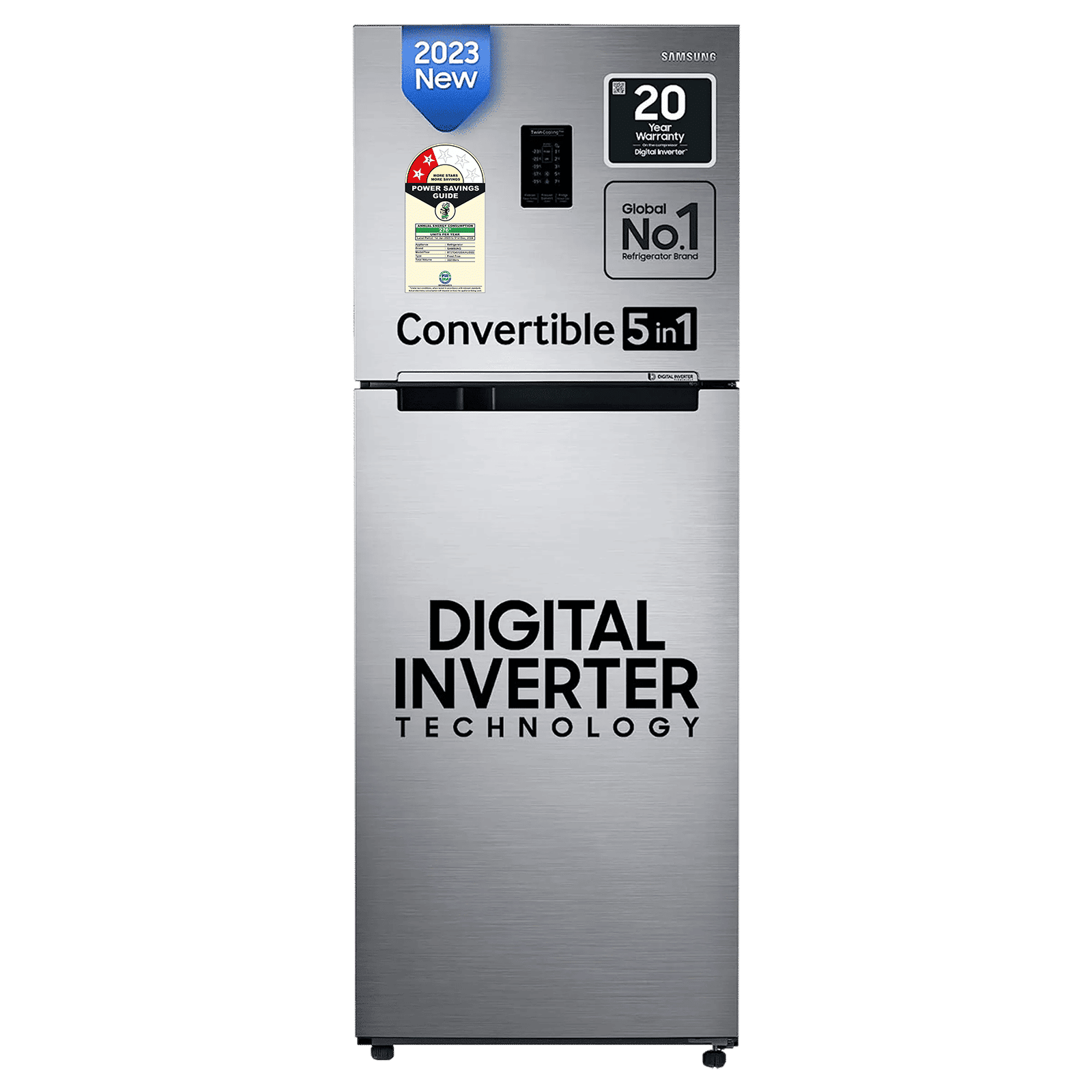 SAMSUNG 322 Litres 2 Star Frost Free Double Door Convertible Refrigerator with Anti Bacterial Gasket (RT37C4512S8/HL, Elegant Inox)_1
