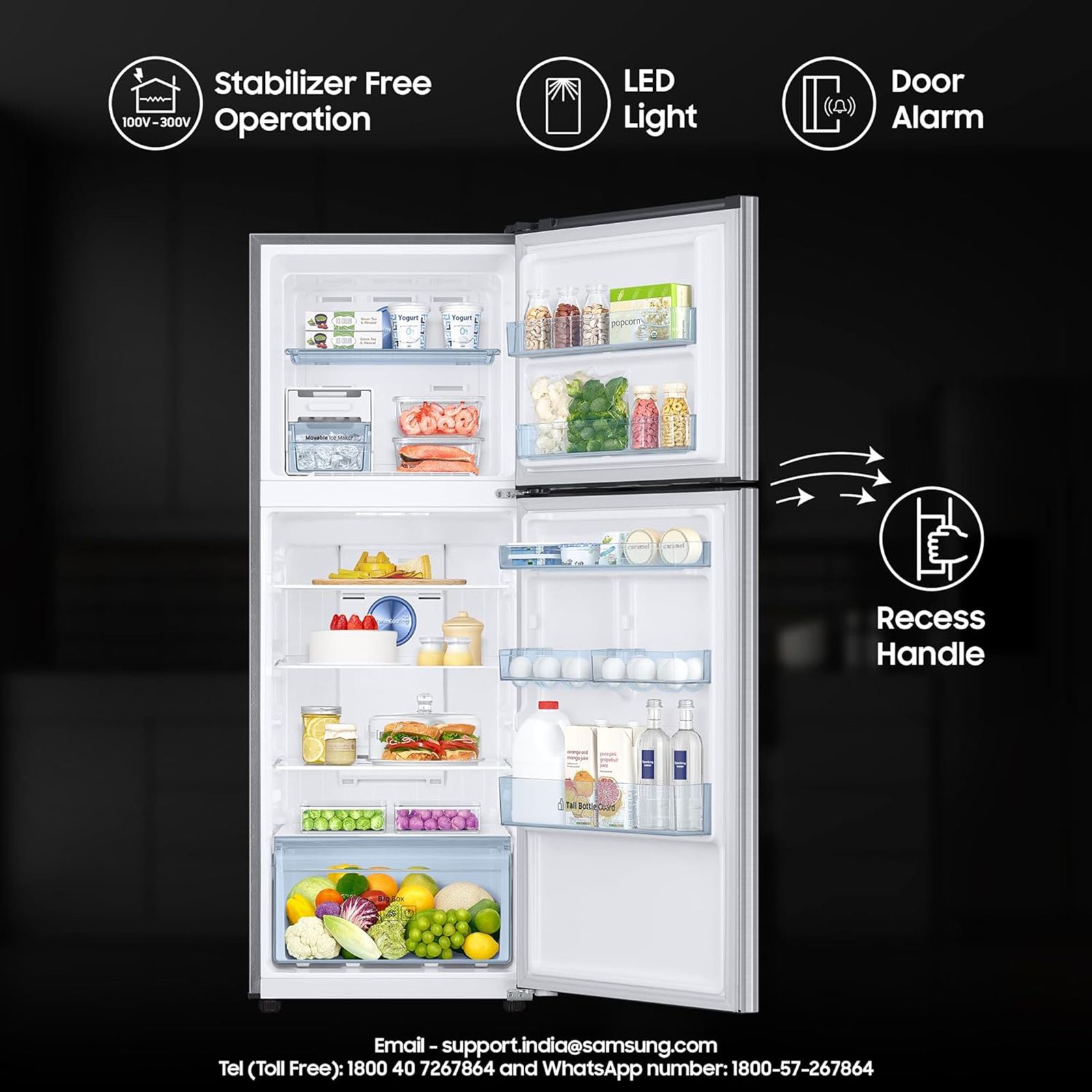 SAMSUNG 322 Litres 2 Star Frost Free Double Door Convertible Refrigerator with Anti Bacterial Gasket (RT37C4512S8/HL, Elegant Inox)_11