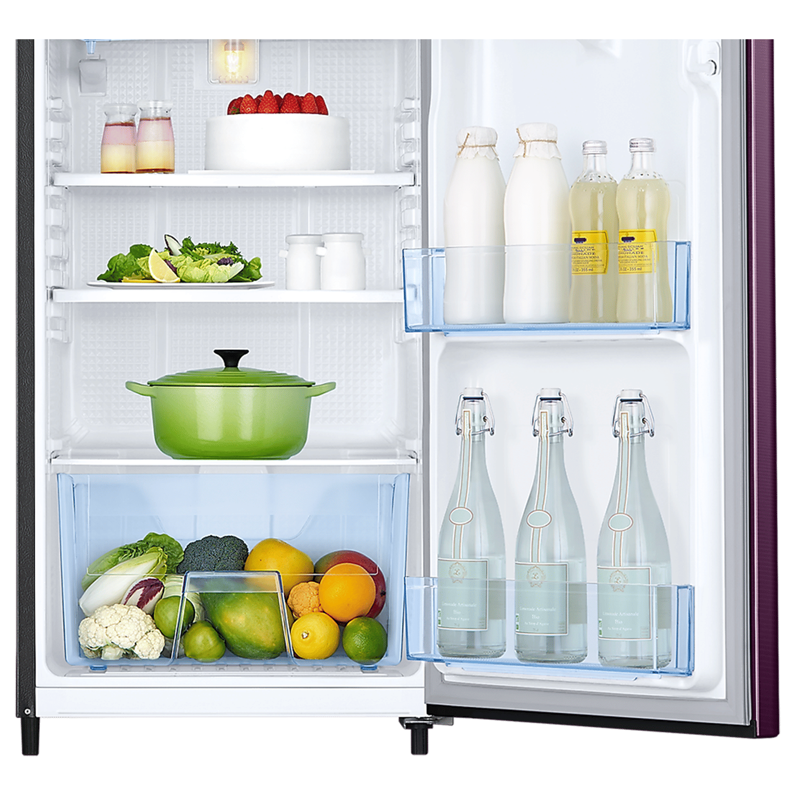 SAMSUNG Stylish Grande 183 Litres4 Star Direct Cool Single Door Refrigerator with Anti Bacterial Gasket (RR20C1724CR/HL, Camellia Purple) SAMSUNG Stylish Grande 183 Litres4 Star Direct Cool Single Door Refrigerator with Anti Bacterial Gasket (RR20C1724CR/HL, Camellia Purple)_11