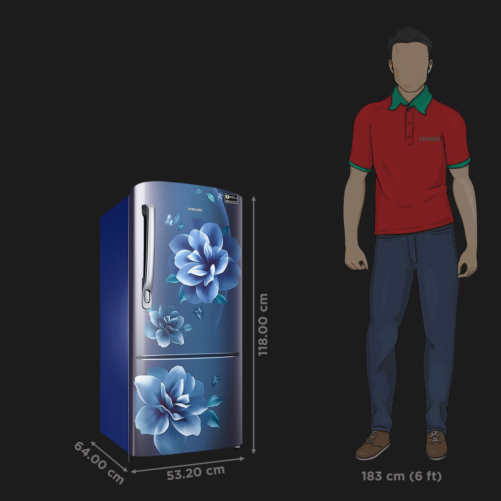 SAMSUNG Stylish Grande 183 Litres4 Star Direct Cool Single Door Refrigerator with Anti Bacterial Gasket (RR20C1724CU/HL, Camellia Blue)_2