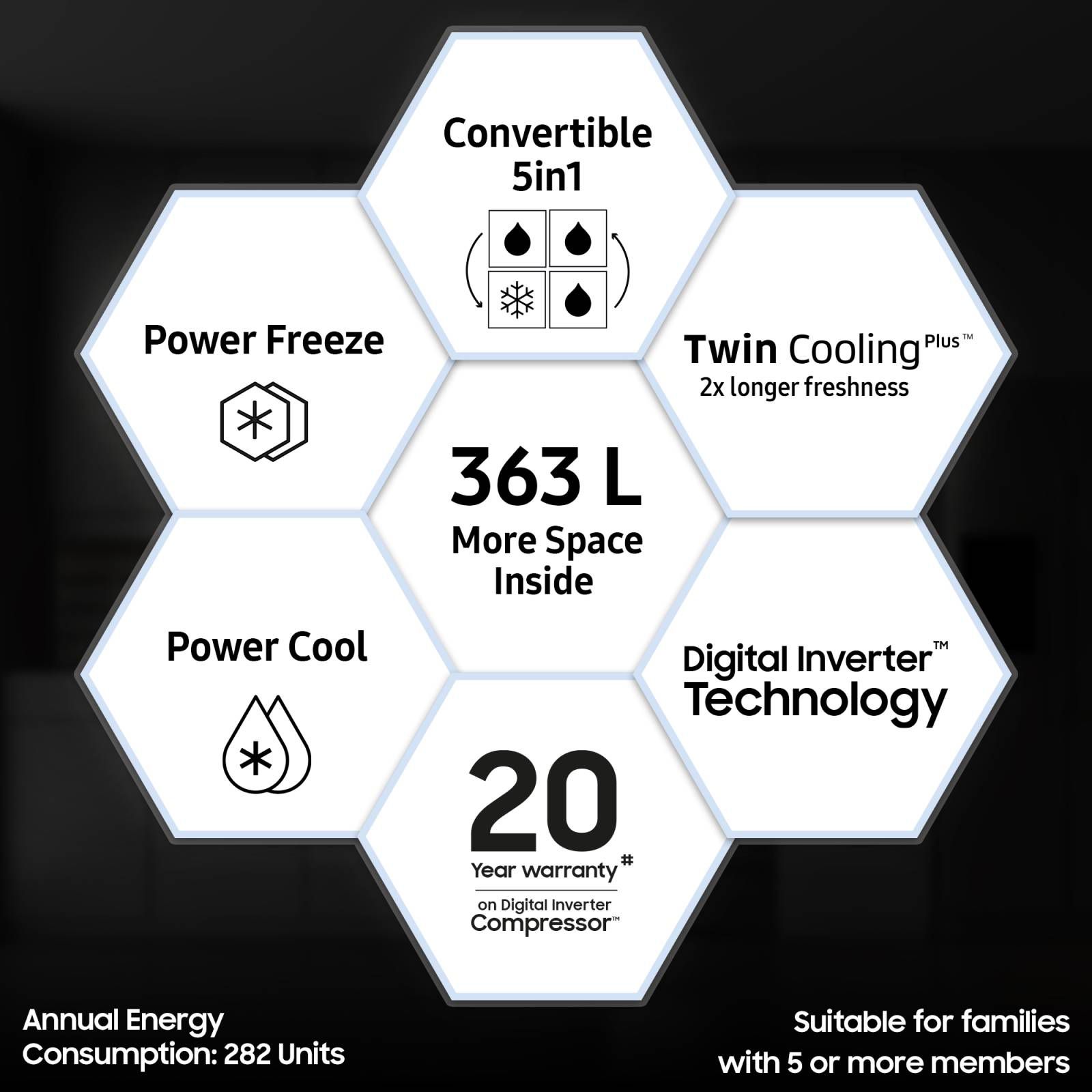 SAMSUNG 363 Litres 2 Star Frost Free Double Door Convertible Refrigerator with Stabilizer Free Operation (RT39C5532S8/HL, Elegant Inox) SAMSUNG 363 Litres 2 Star Frost Free Double Door Convertible Refrigerator with Stabilizer Free Operation (RT39C5532S8/HL, Elegant Inox)_13