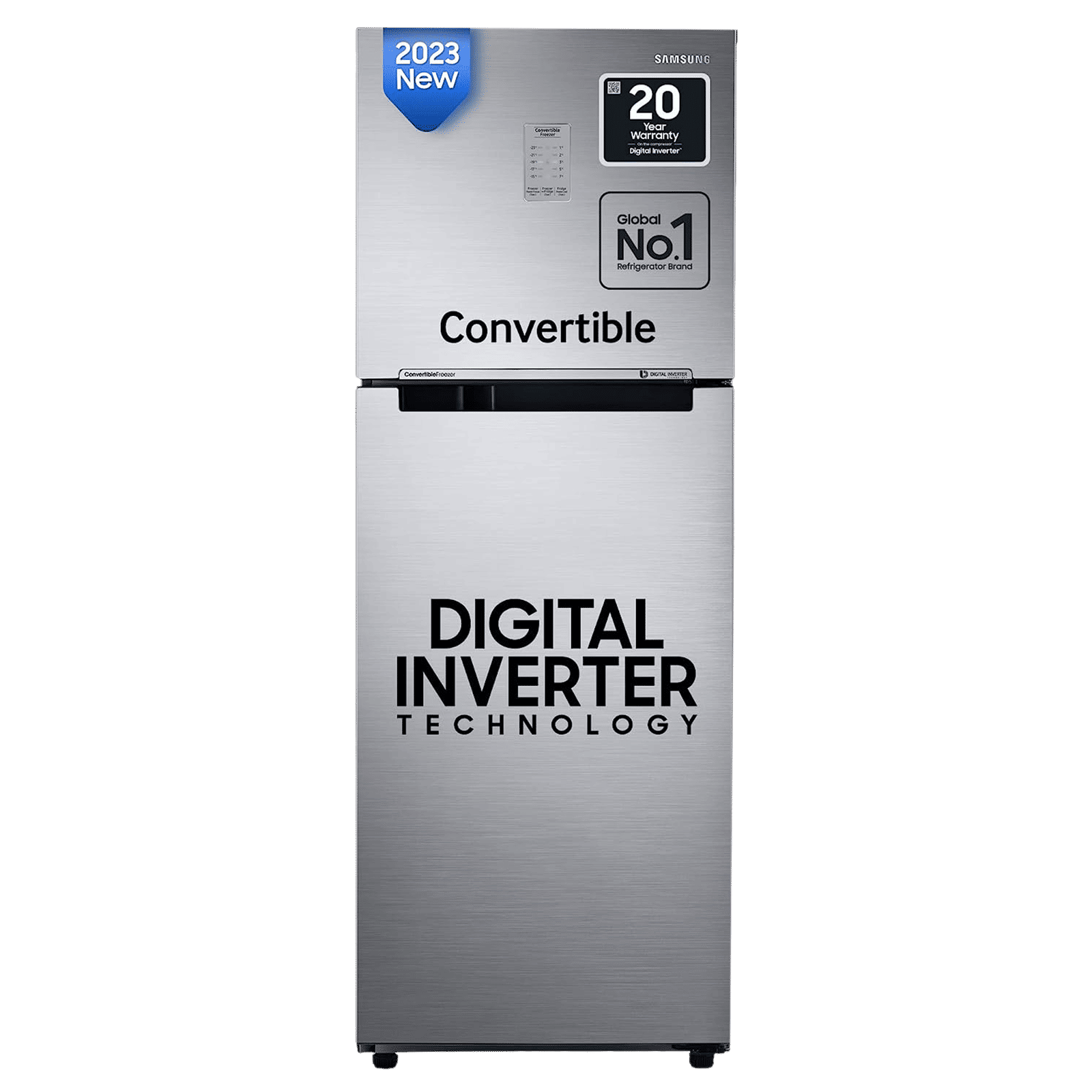 SAMSUNG 236 Litres 2 Star Frost Free Double Door Convertible Refrigerator with Toughened Glass Shelves (RT28C3742S8/HL, Elegant Inox) SAMSUNG 236 Litres 2 Star Frost Free Double Door Convertible Refrigerator with Toughened Glass Shelves (RT28C3742S8/HL, Elegant Inox)_1