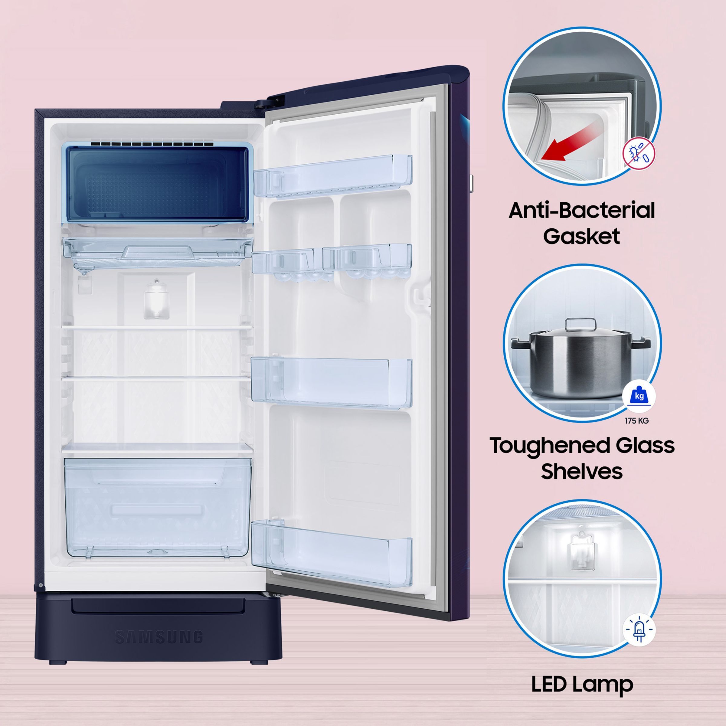 SAMSUNG 189 Litres 4 Star Direct Cool Single Door Refrigerator with Digi-Touch Cool (RR21C2F24UZ/HL, Midnight Blossom Blue)_17