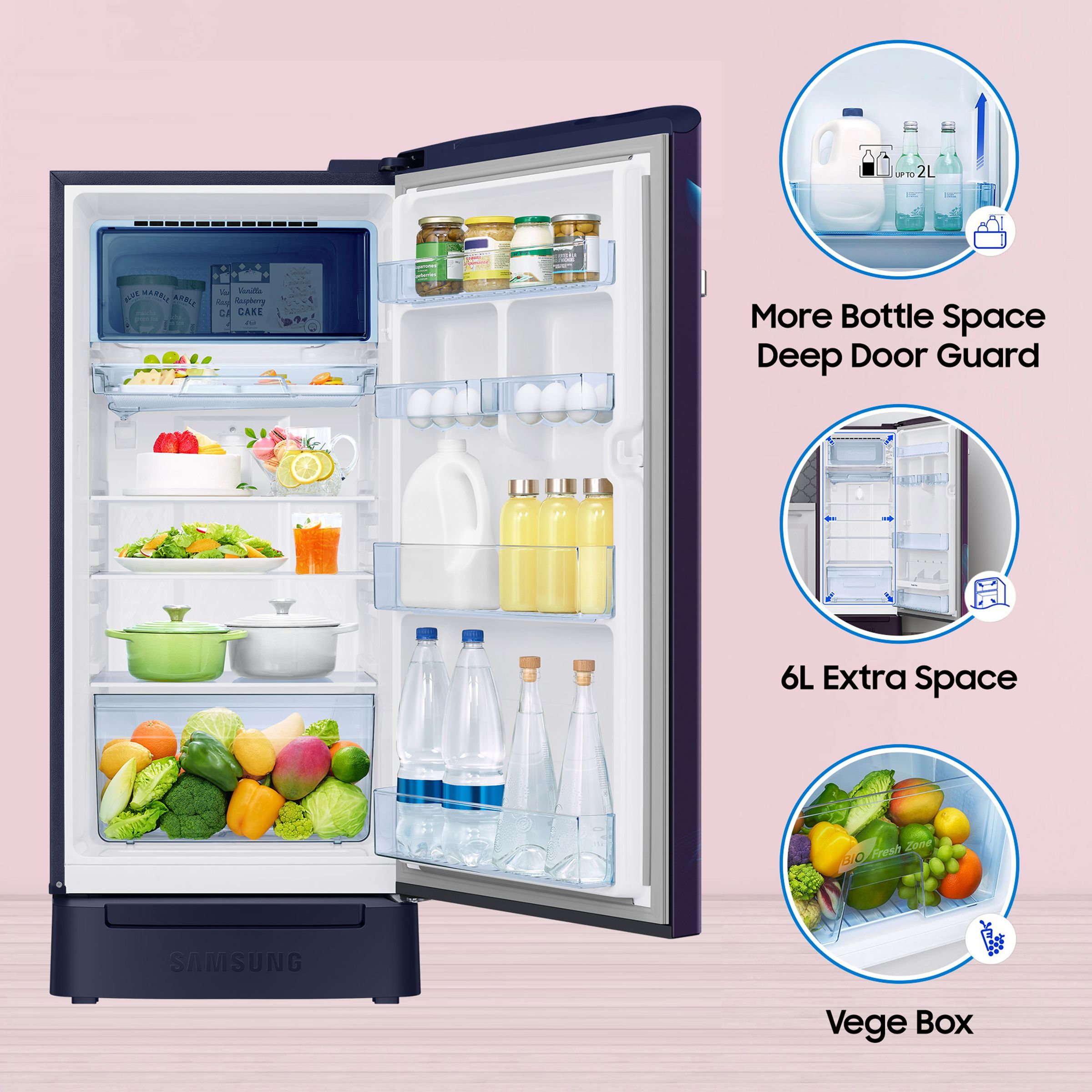 SAMSUNG 189 Litres 4 Star Direct Cool Single Door Refrigerator with Digi-Touch Cool (RR21C2F24UZ/HL, Midnight Blossom Blue)_18