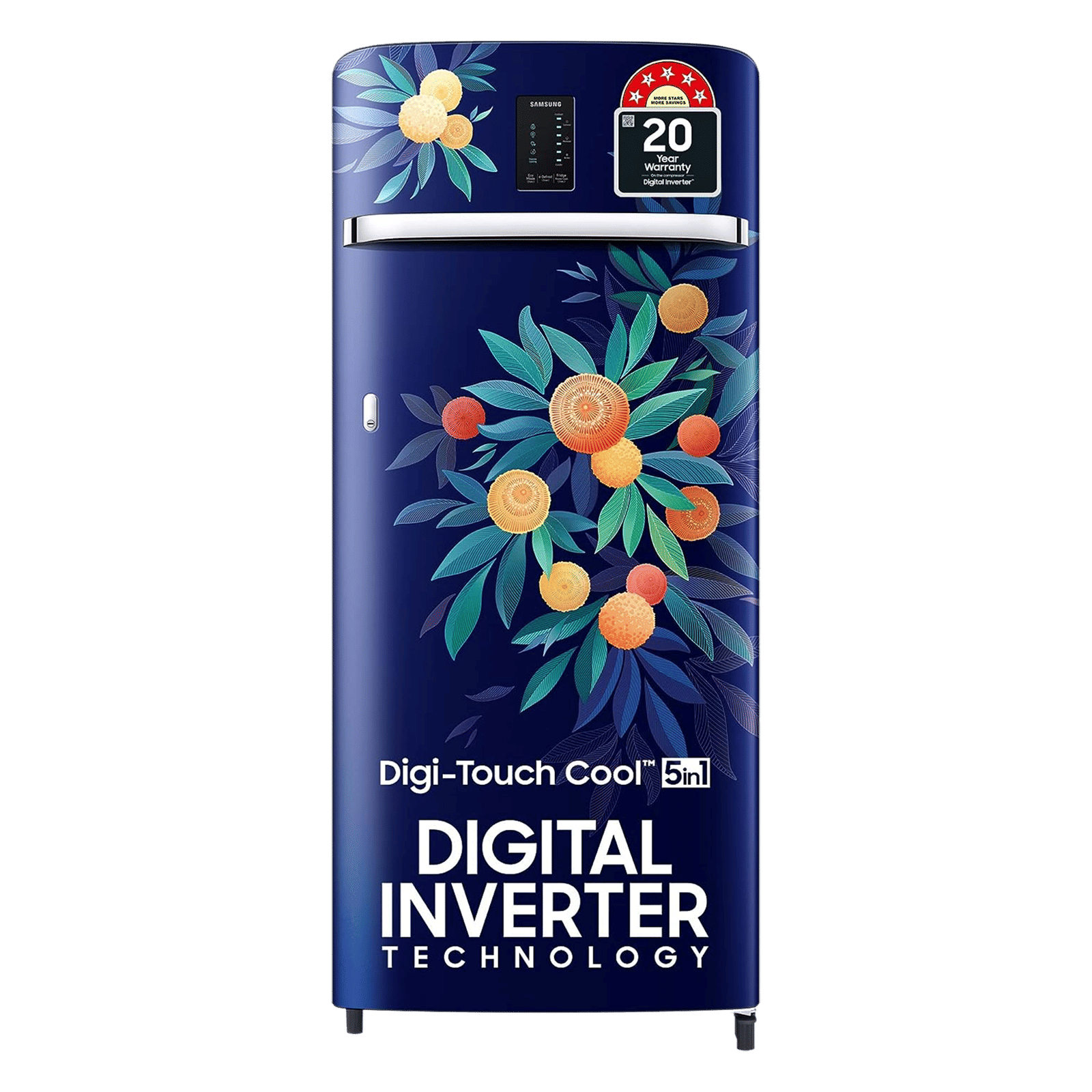 SAMSUNG 215 Litres 5 Star Direct Cool Single Door Refrigerator with Digi-Touch Cool (RR23C2E35NK/HL, Orange Blossom Blue) SAMSUNG 215 Litres 5 Star Direct Cool Single Door Refrigerator with Digi-Touch Cool (RR23C2E35NK/HL, Orange Blossom Blue)_1