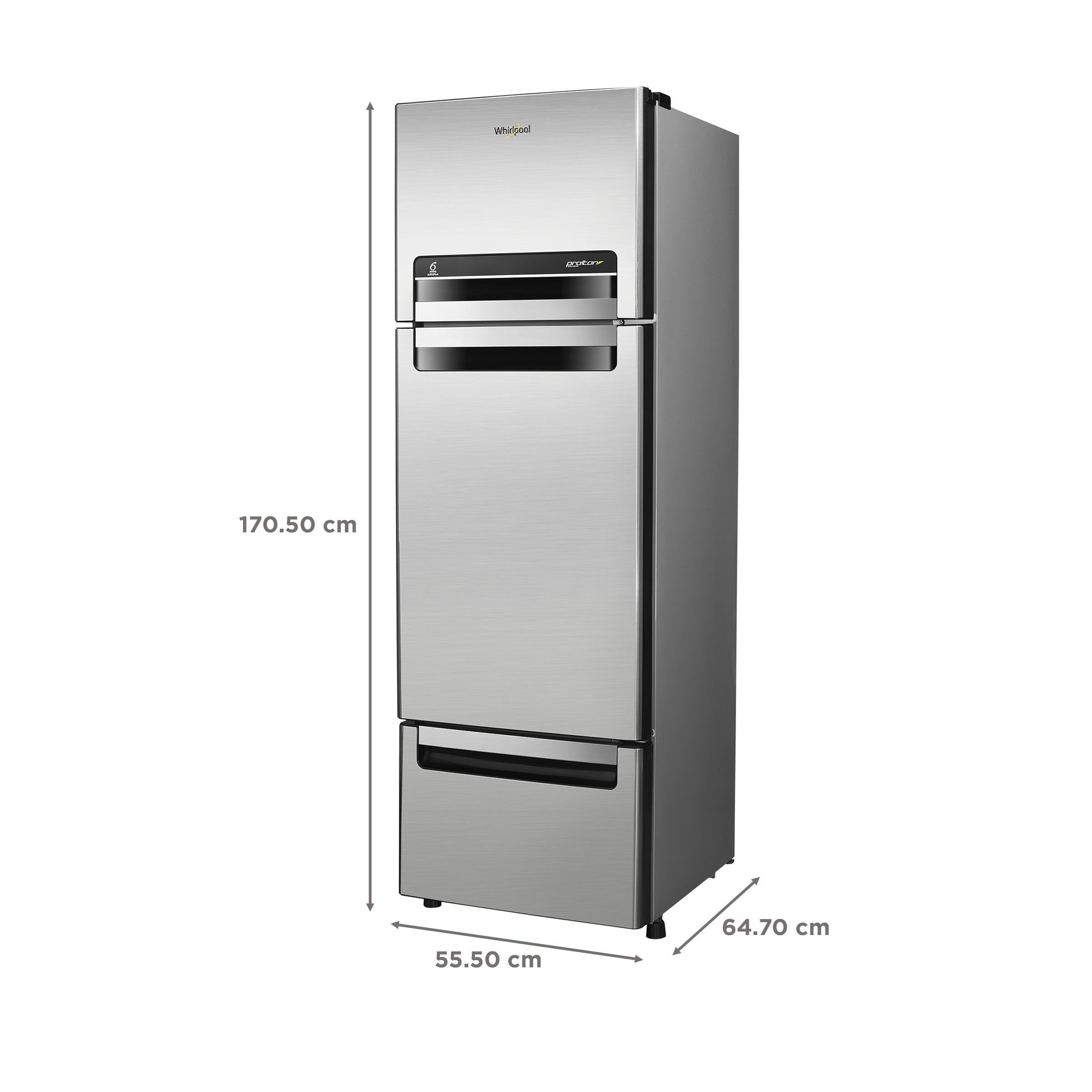 Whirlpool Protton Roy 263D 260 Litres Frost Free Double Door Refrigerator with 6th Sense Technology (Grey) Whirlpool Protton Roy 263D 260 Litres Frost Free Double Door Refrigerator with 6th Sense Technology (Grey)_3
