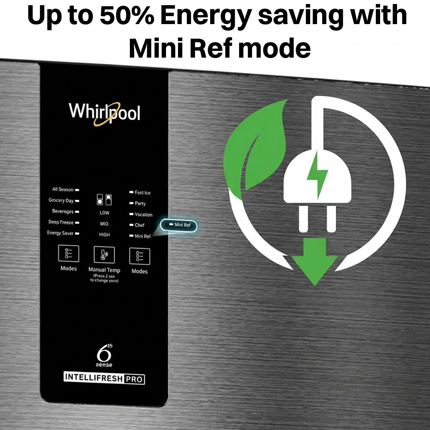 Whirlpool Intellifresh Pro 308 Litres 2 Star Frost Free Double Door Convertible Refrigerator with 6th Sense Technology (Grey) Whirlpool Intellifresh Pro 308 Litres 2 Star Frost Free Double Door Convertible Refrigerator with 6th Sense Technology (Grey)_17