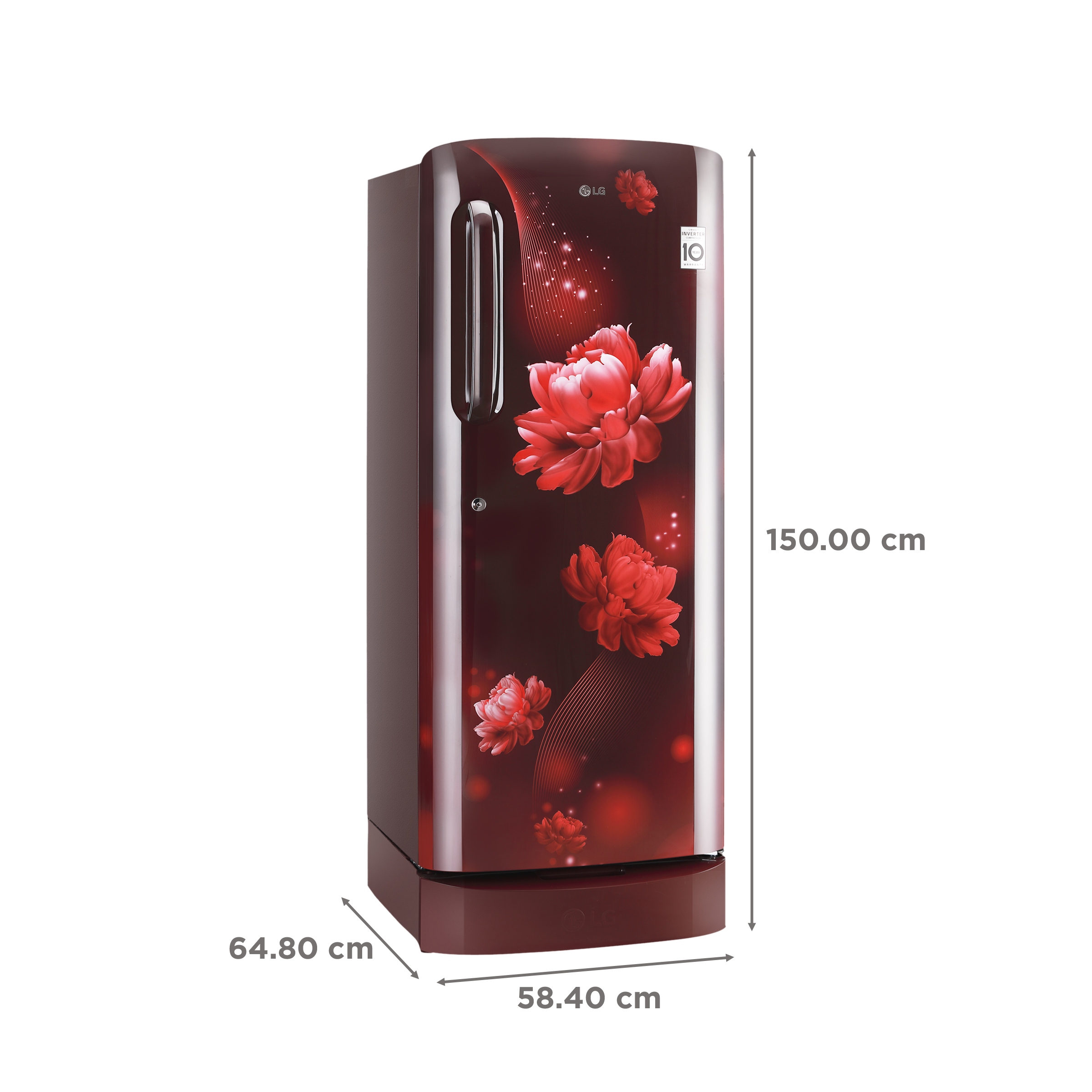 LG 224 Litres 5 Star Direct Cool Single Door Refrigerator with Smart Inverter Compressor (GL-D241ASCU.DSCZEB, Scarlet Charm)_3
