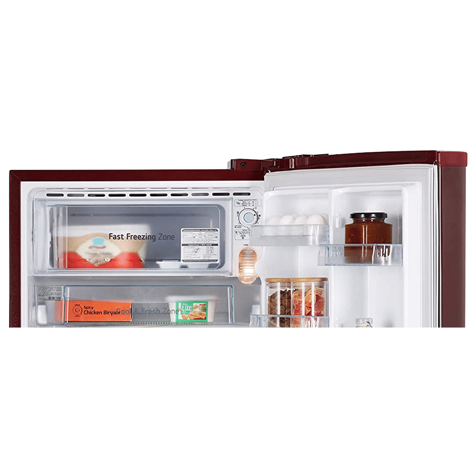 LG 185 Litres 4 Star Direct Cool Single Door Refrigerator with Base stand and Drawer (GL-D199OSEY.DSEZPST, Scarlet Euphoria) LG 185 Litres 4 Star Direct Cool Single Door Refrigerator with Base stand and Drawer (GL-D199OSEY.DSEZPST, Scarlet Euphoria)_8