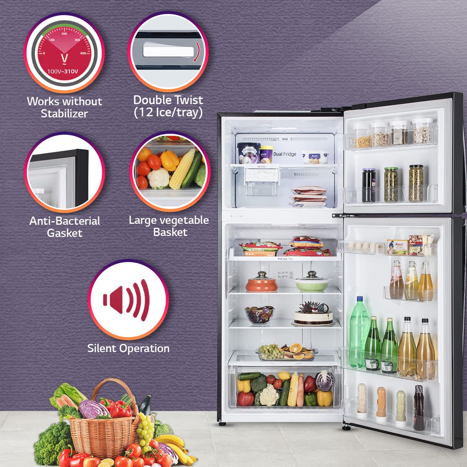 LG 412 Litres 1 Star Frost Free Double Door Convertible Refrigerator with Smart Diagnosis (GL-T432AESR.DESZEB, Ebony Sheen) LG 412 Litres 1 Star Frost Free Double Door Convertible Refrigerator with Smart Diagnosis (GL-T432AESR.DESZEB, Ebony Sheen)_17