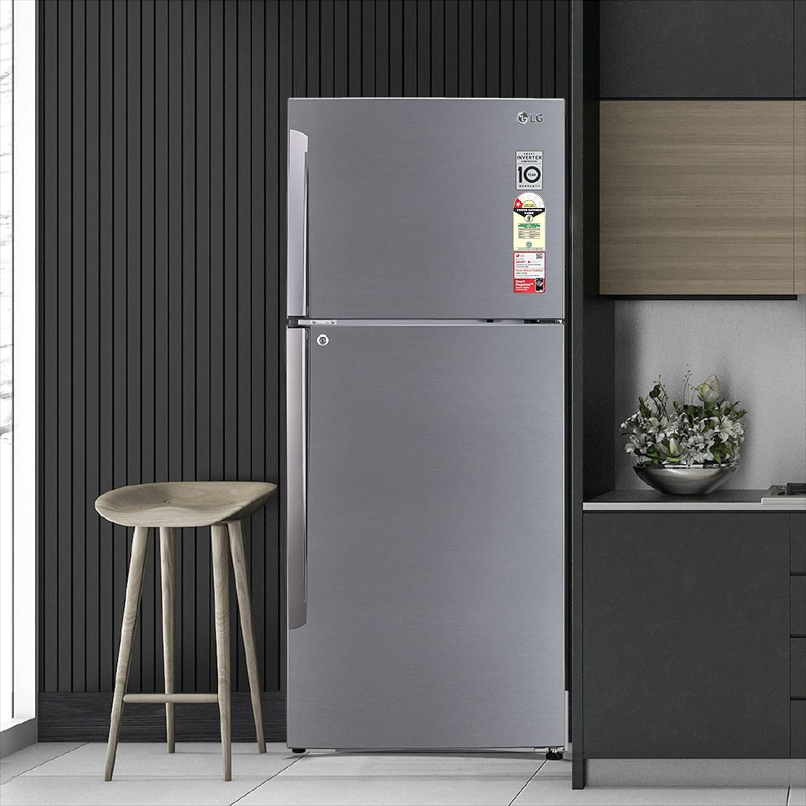 LG 412 Litres 1 Star Frost Free Double Door Convertible Refrigerator with Smart Inverter Compressor (GL-T432APZR.DPZZEB, Shiny Steel) LG 412 Litres 1 Star Frost Free Double Door Convertible Refrigerator with Smart Inverter Compressor (GL-T432APZR.DPZZEB, Shiny Steel)_9