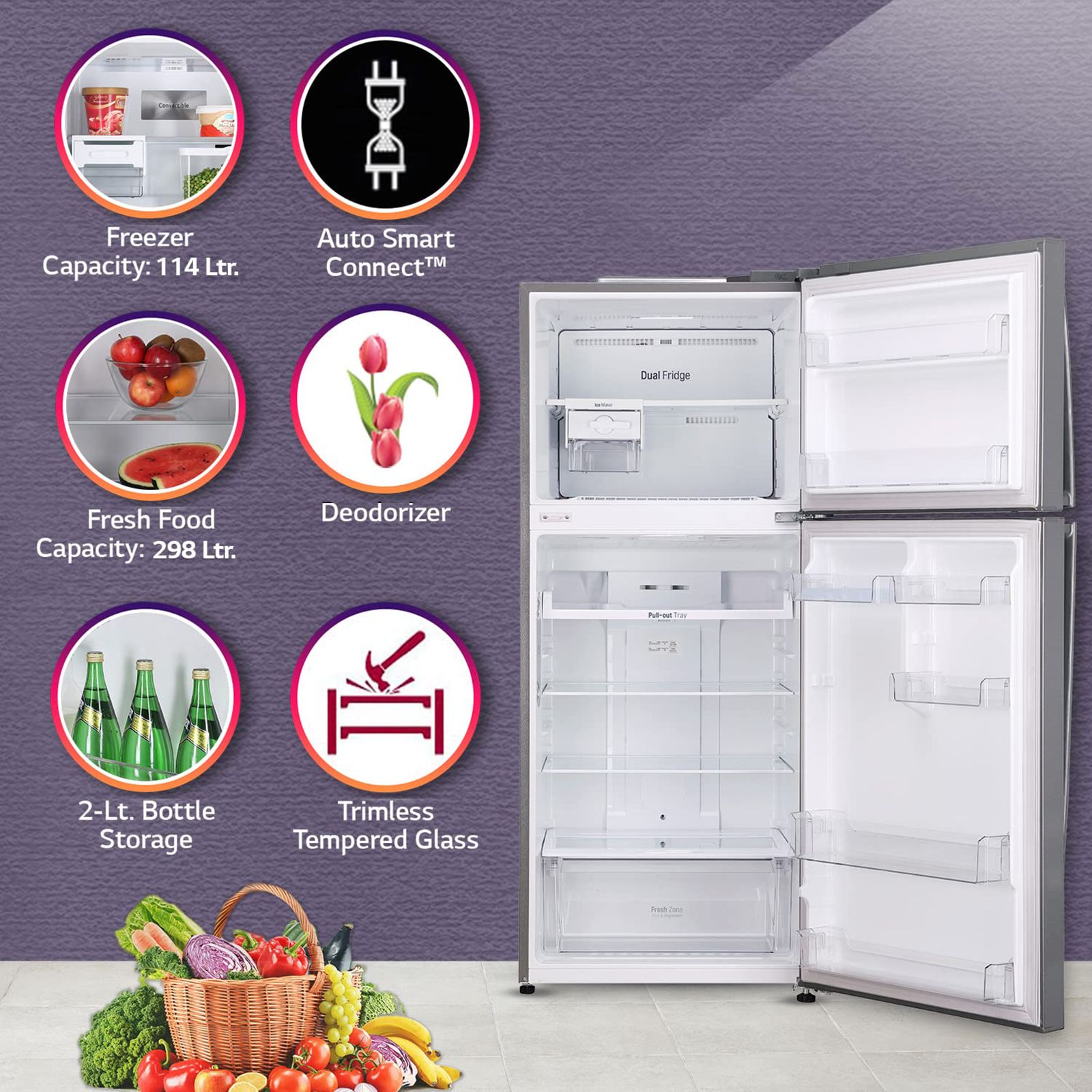 LG 412 Litres 1 Star Frost Free Double Door Convertible Refrigerator with Smart Inverter Compressor (GL-T432APZR.DPZZEB, Shiny Steel) LG 412 Litres 1 Star Frost Free Double Door Convertible Refrigerator with Smart Inverter Compressor (GL-T432APZR.DPZZEB, Shiny Steel)_19