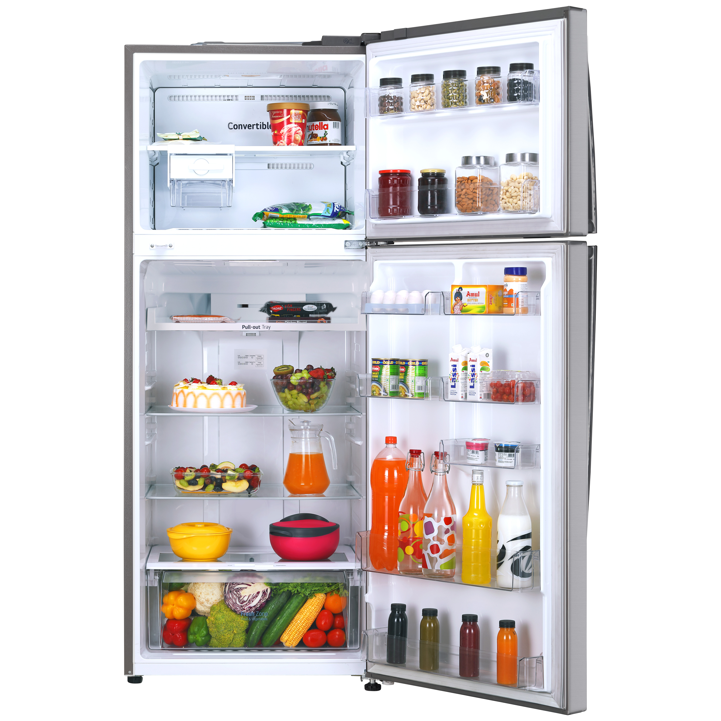 LG 412 Litres 1 Star Frost Free Double Door Convertible Refrigerator with Smart Inverter Compressor (GL-T432APZR.DPZZEB, Shiny Steel) LG 412 Litres 1 Star Frost Free Double Door Convertible Refrigerator with Smart Inverter Compressor (GL-T432APZR.DPZZEB, Shiny Steel)_5