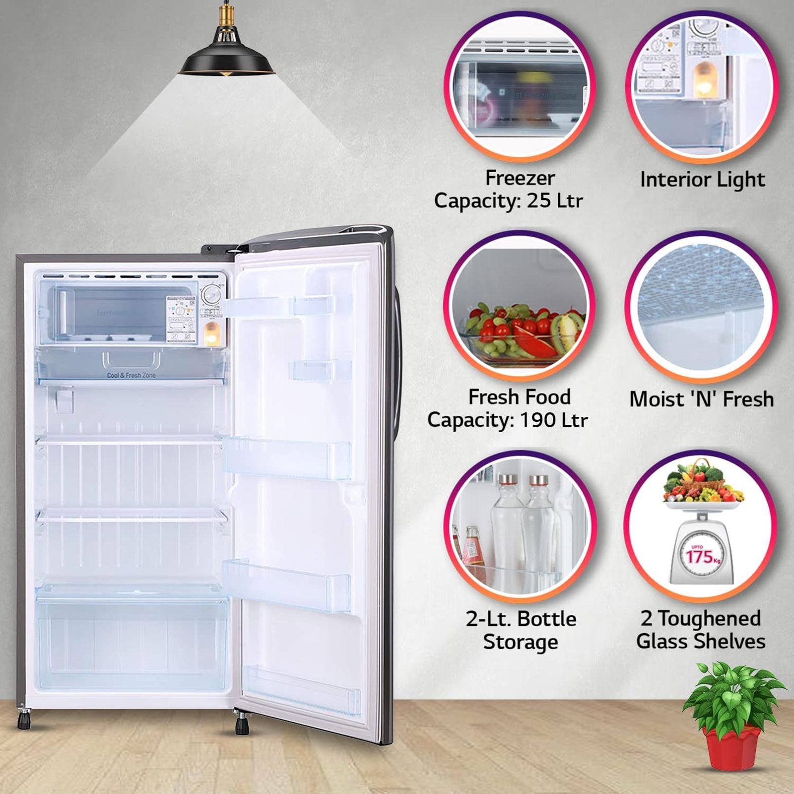 LG 205 Litres 4 Star Direct Cool Single Door Refrigerator with Stabilizer Free Operation (GL-B221APZY.DPZZEB, Shiny Steel) LG 205 Litres 4 Star Direct Cool Single Door Refrigerator with Stabilizer Free Operation (GL-B221APZY.DPZZEB, Shiny Steel)_13